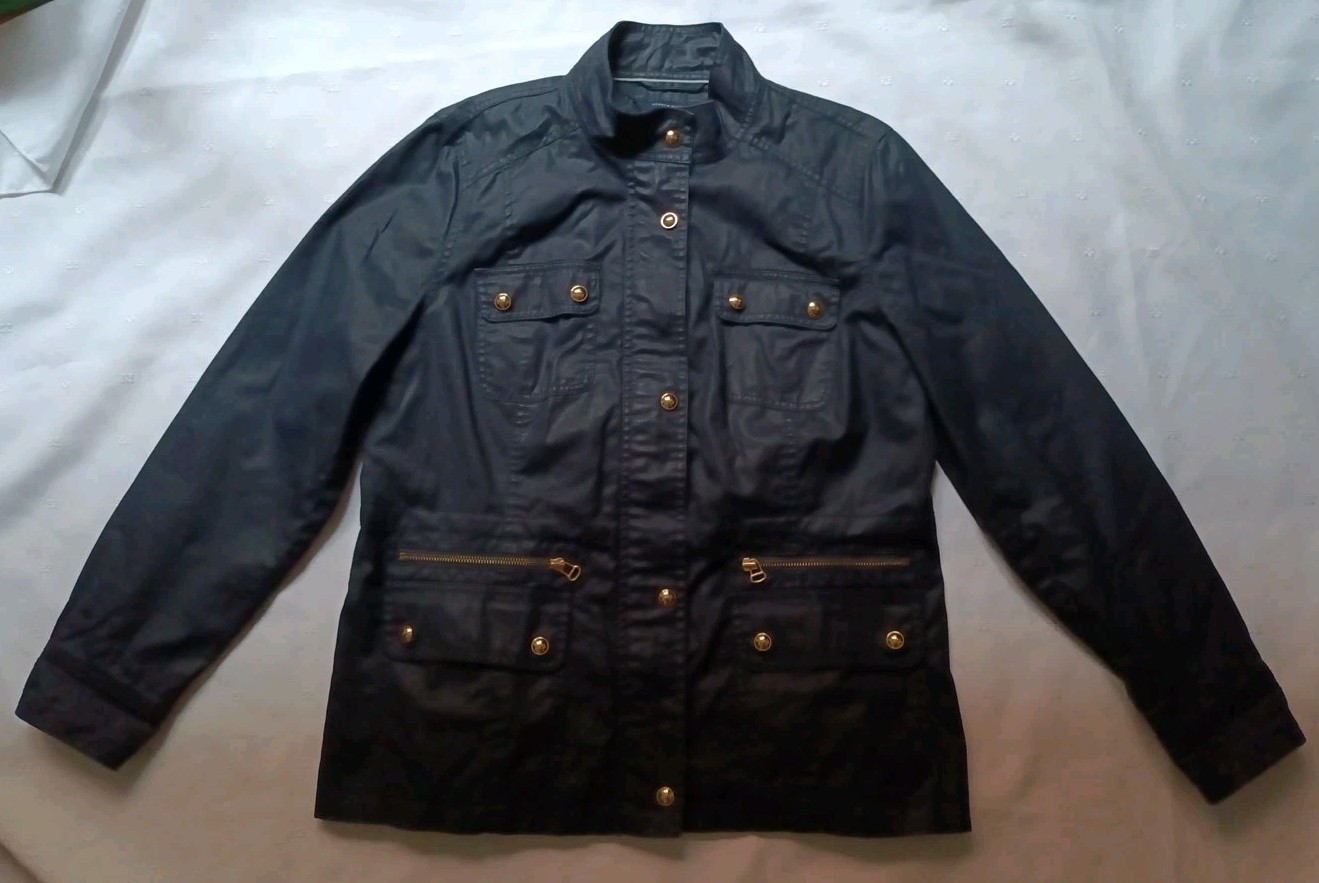 TOMMY HILFIGER Womens Size XL Waxed Windbreaker Dark Navy Jacket /157