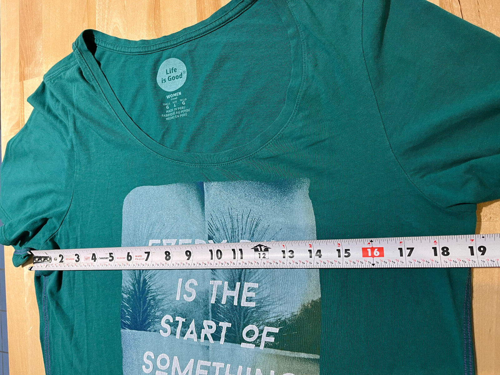 LIFE IS GOOD Every Day is Start of Something Beautiful Green Tshirt – Women’s L