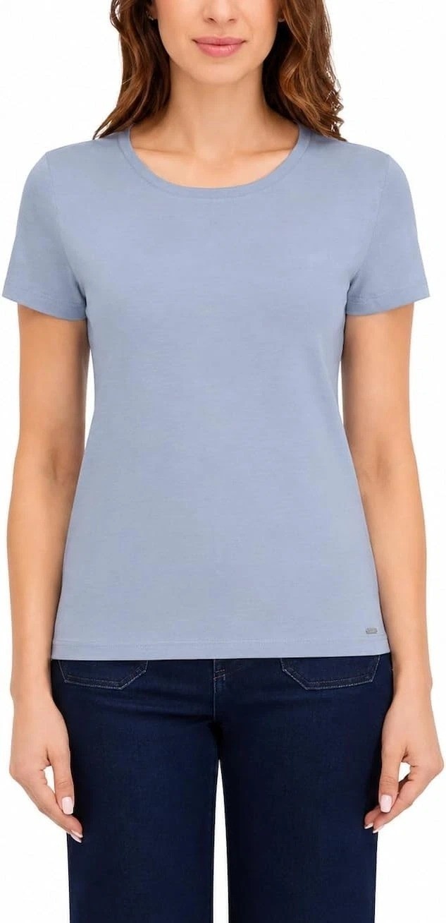 DKNY Womens Light Blue Crew Neck Short Sleeve T-Shirt Size M 100% Cotton Casual