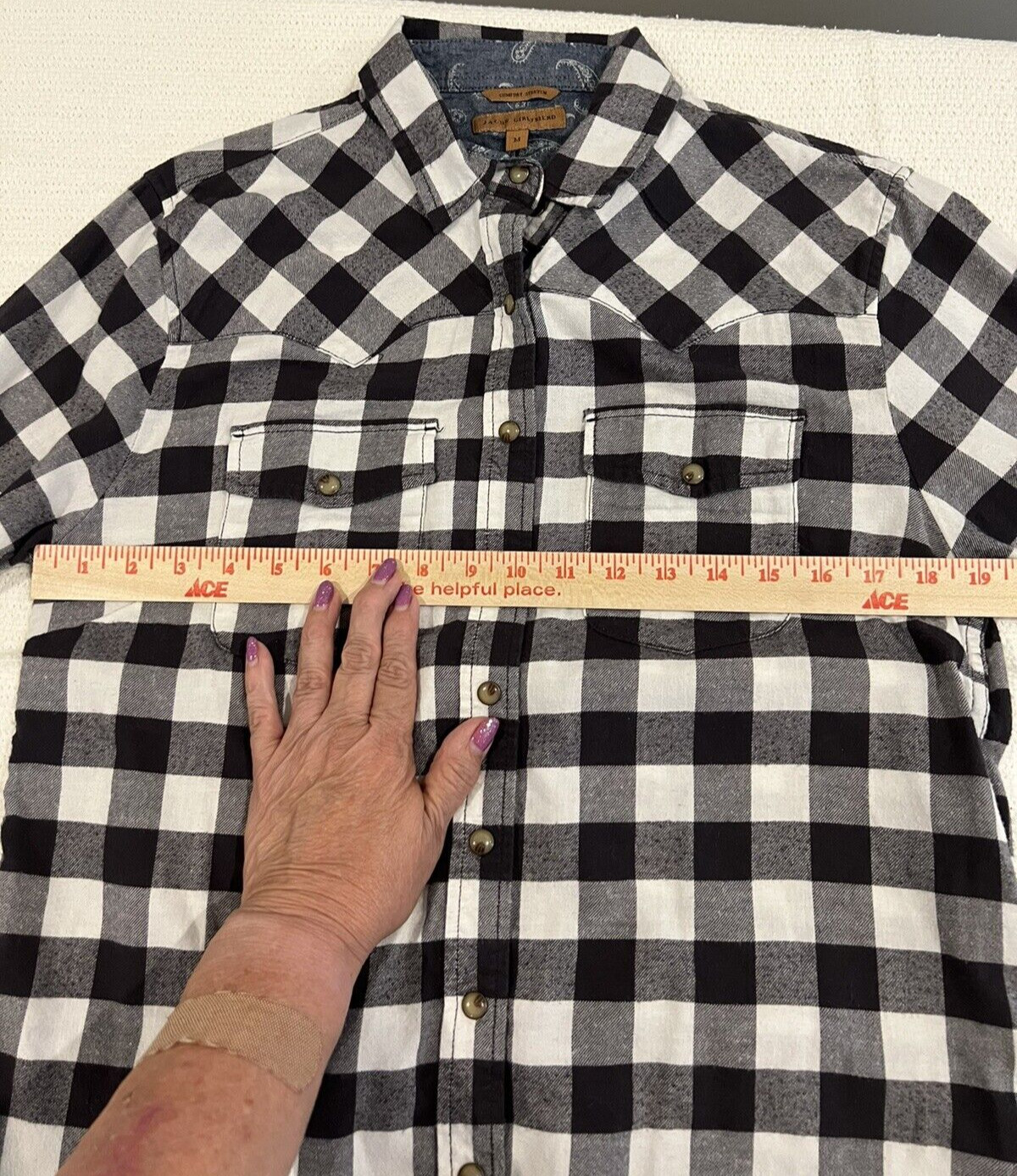 Plaid Flip Cuff Paisley Women’s Stretch Flannel Button Up Shirt Medium