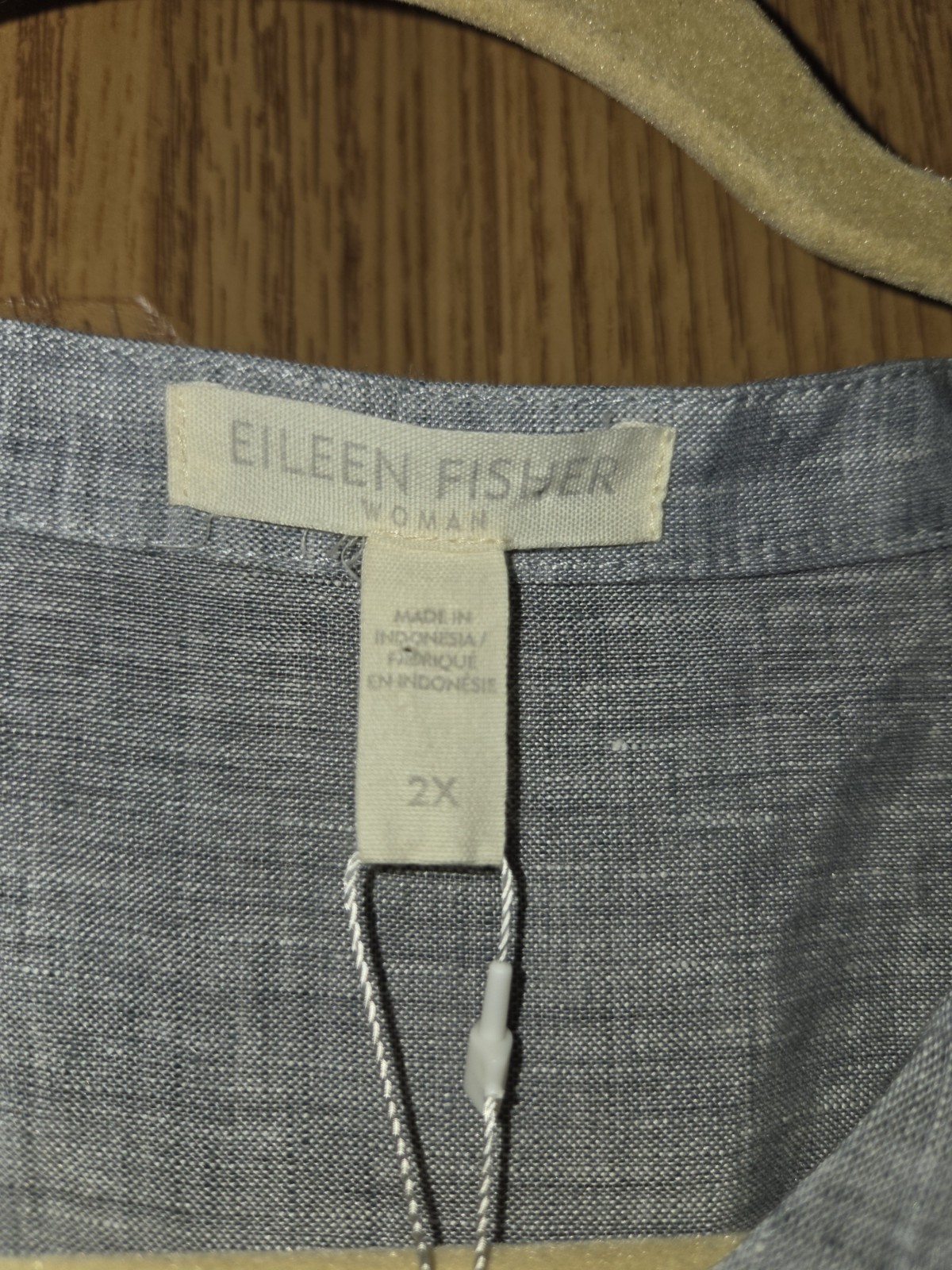 Eileen Fisher New Mandarin Collar Long Shirt Tunic Top Organic Linen Plus 2x