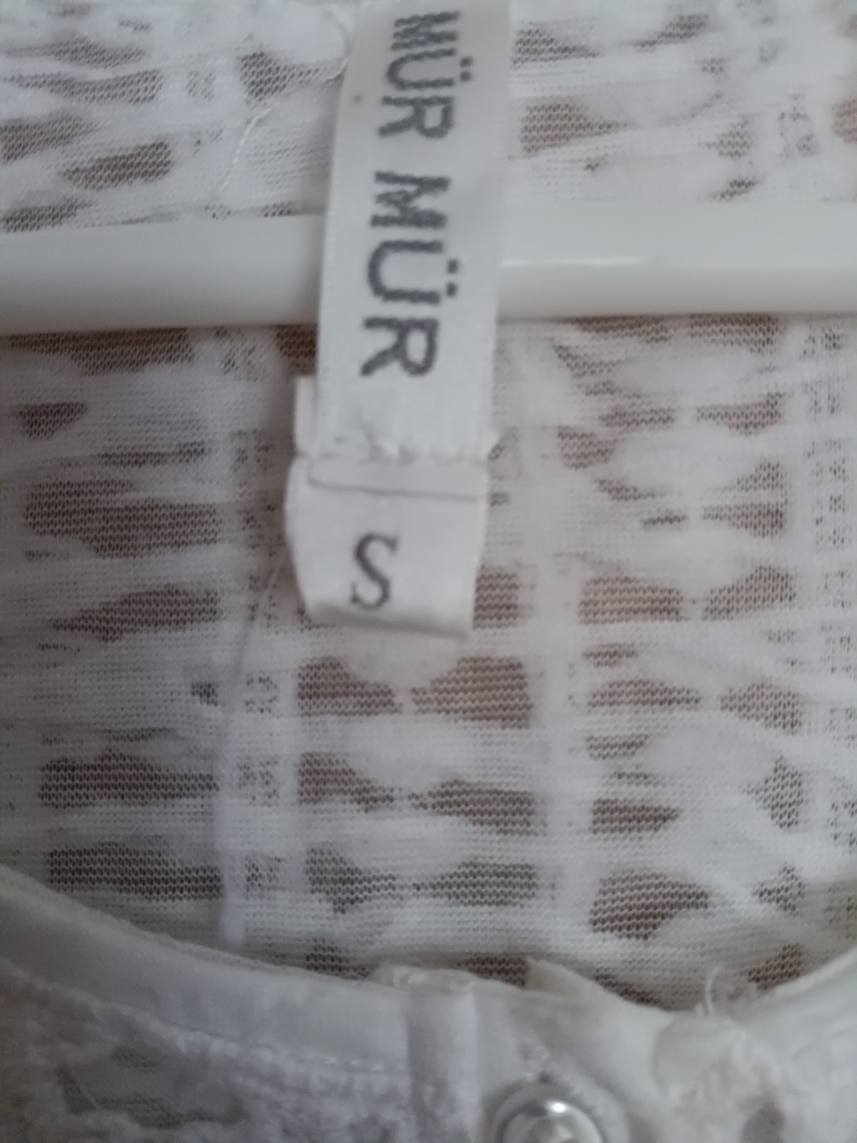 Murmur white texturedCrochet Trim Sleeve Cotton Top- Size S