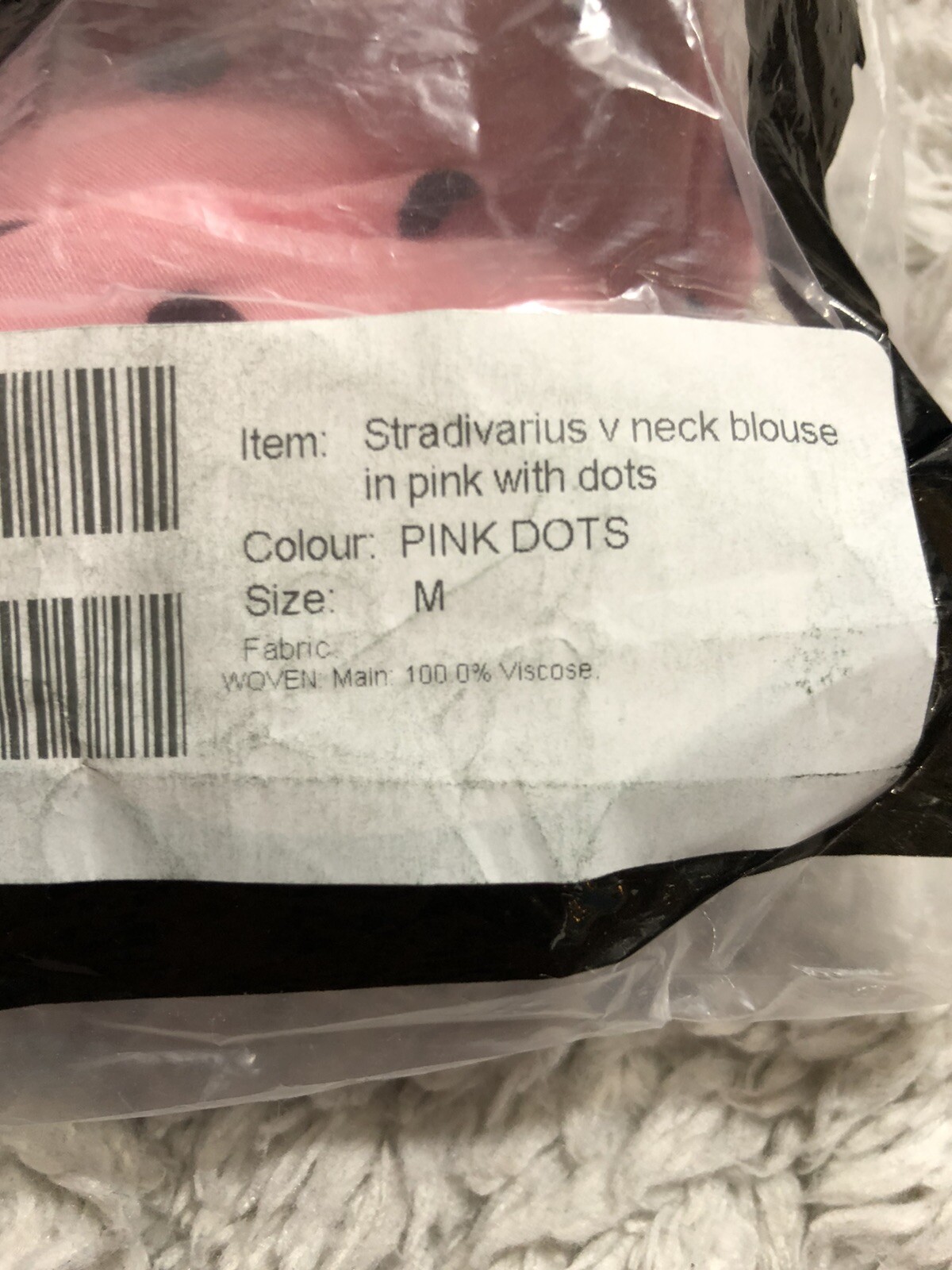 stradivarius v neck blouse In Pink With Dots. Size M. NWT