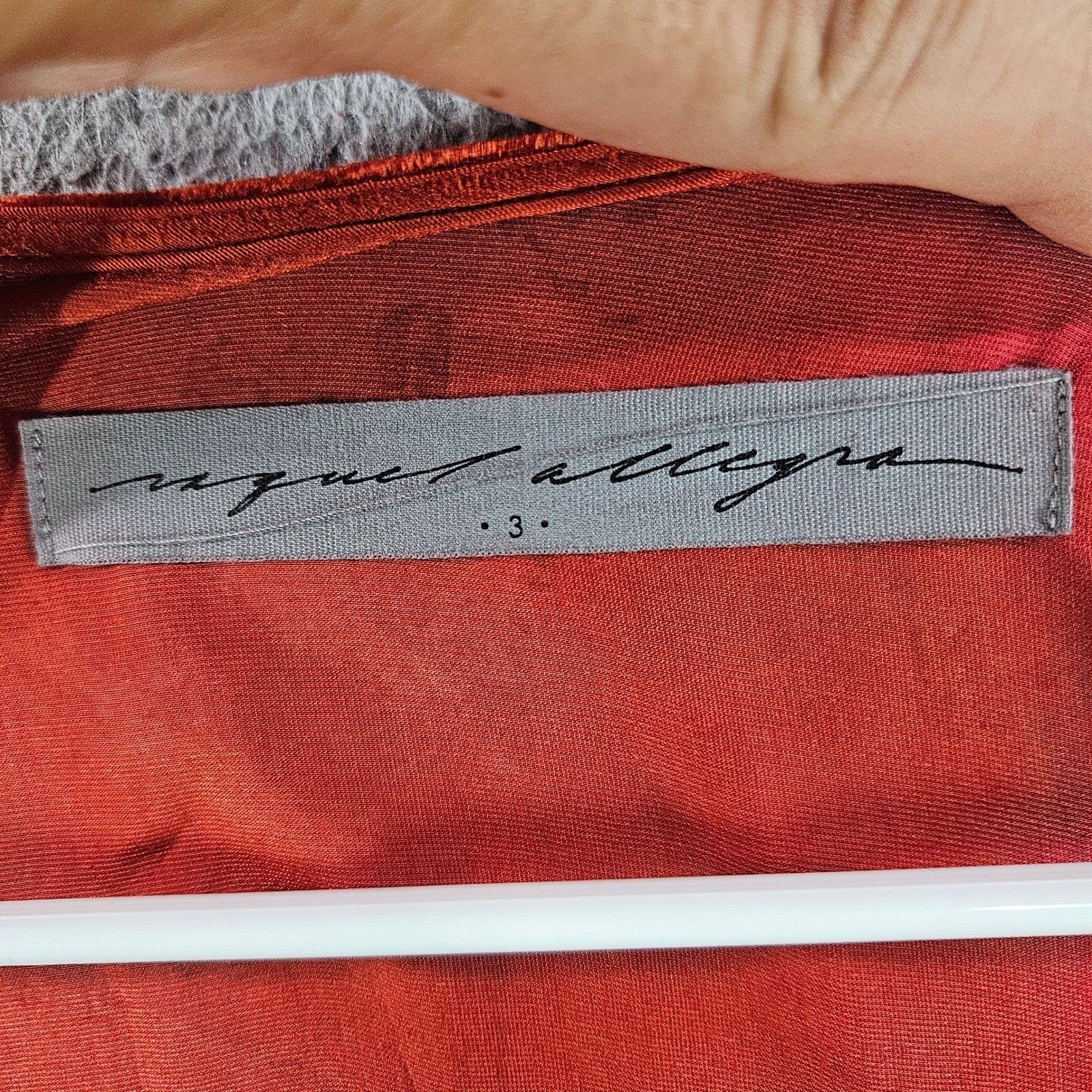 Raquel Allegra Red Orange Tie Dye Silk Blend Velvet Raw Edge Top Size 3 L