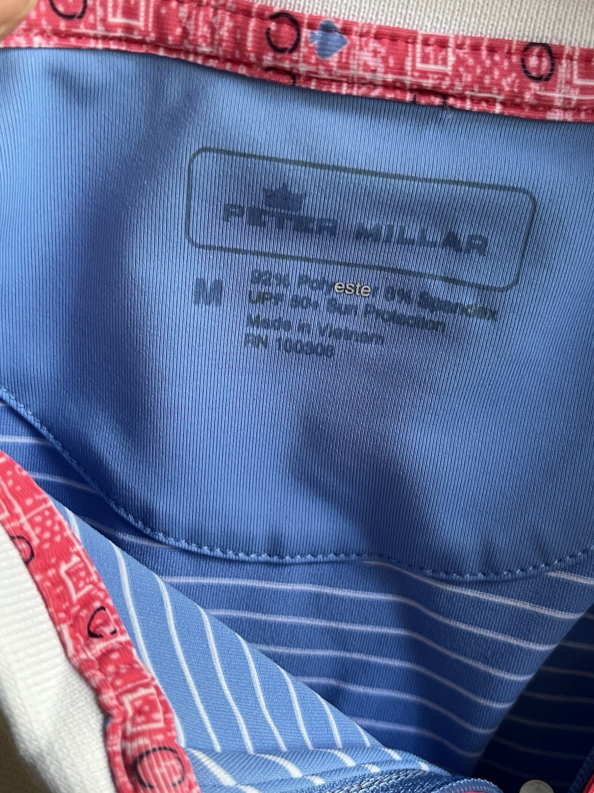 PETER MILLAR Chrissie Zip Performance Polo Shirt Striped Preppy Golf , Medium