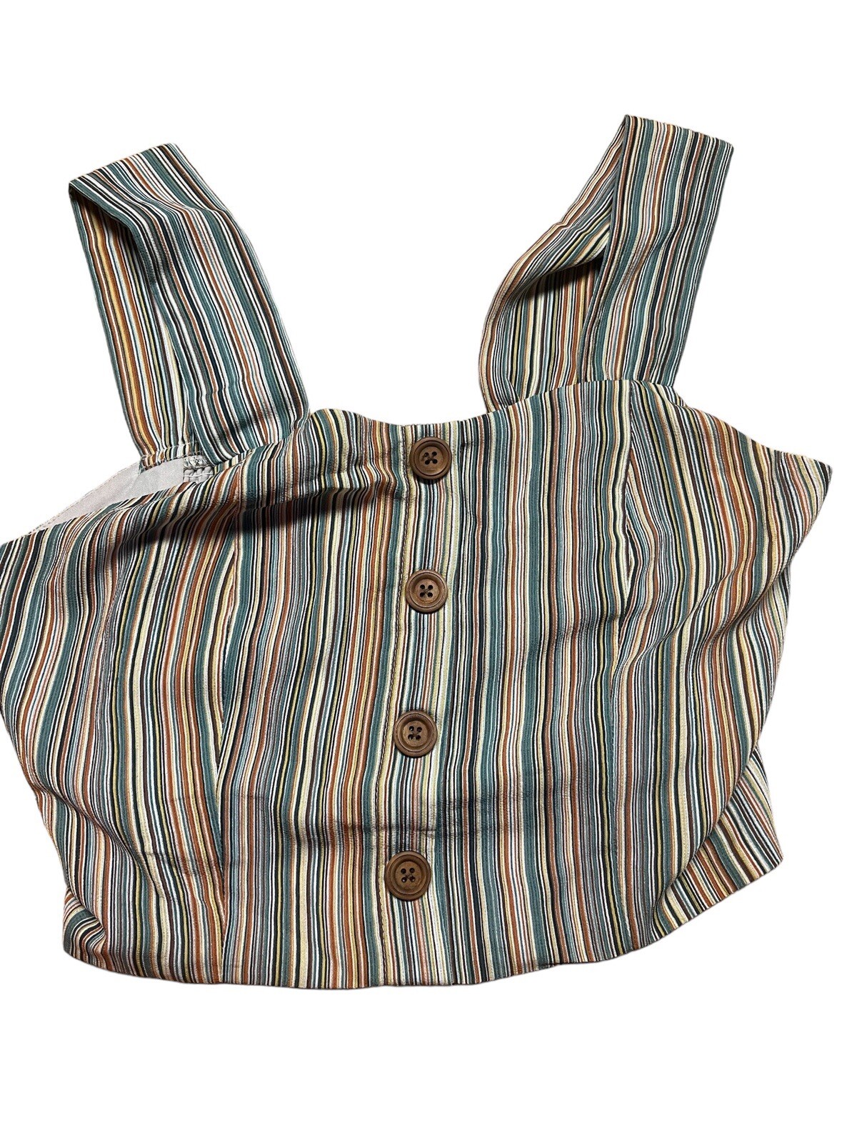 Paper Crane Vertical Stripe Cropped Tank Top Front Button Shirt Anthropologie S