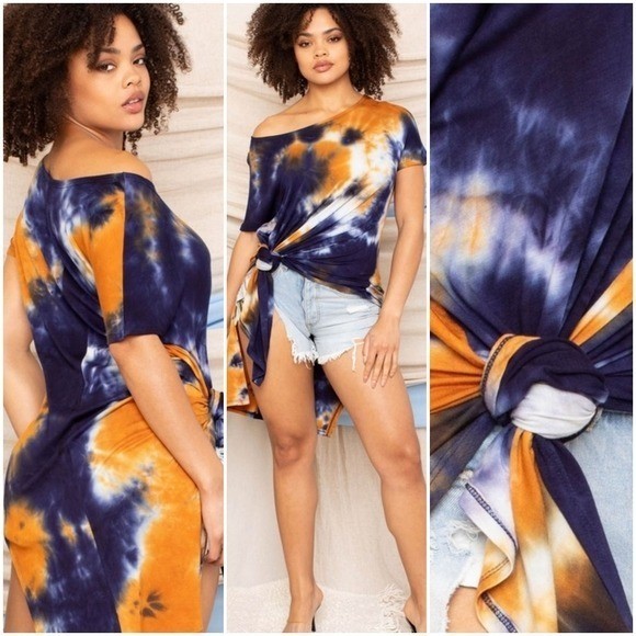 Soft Stretch Tie-Dye Tunic with Shark Bite Hem | Women’s M