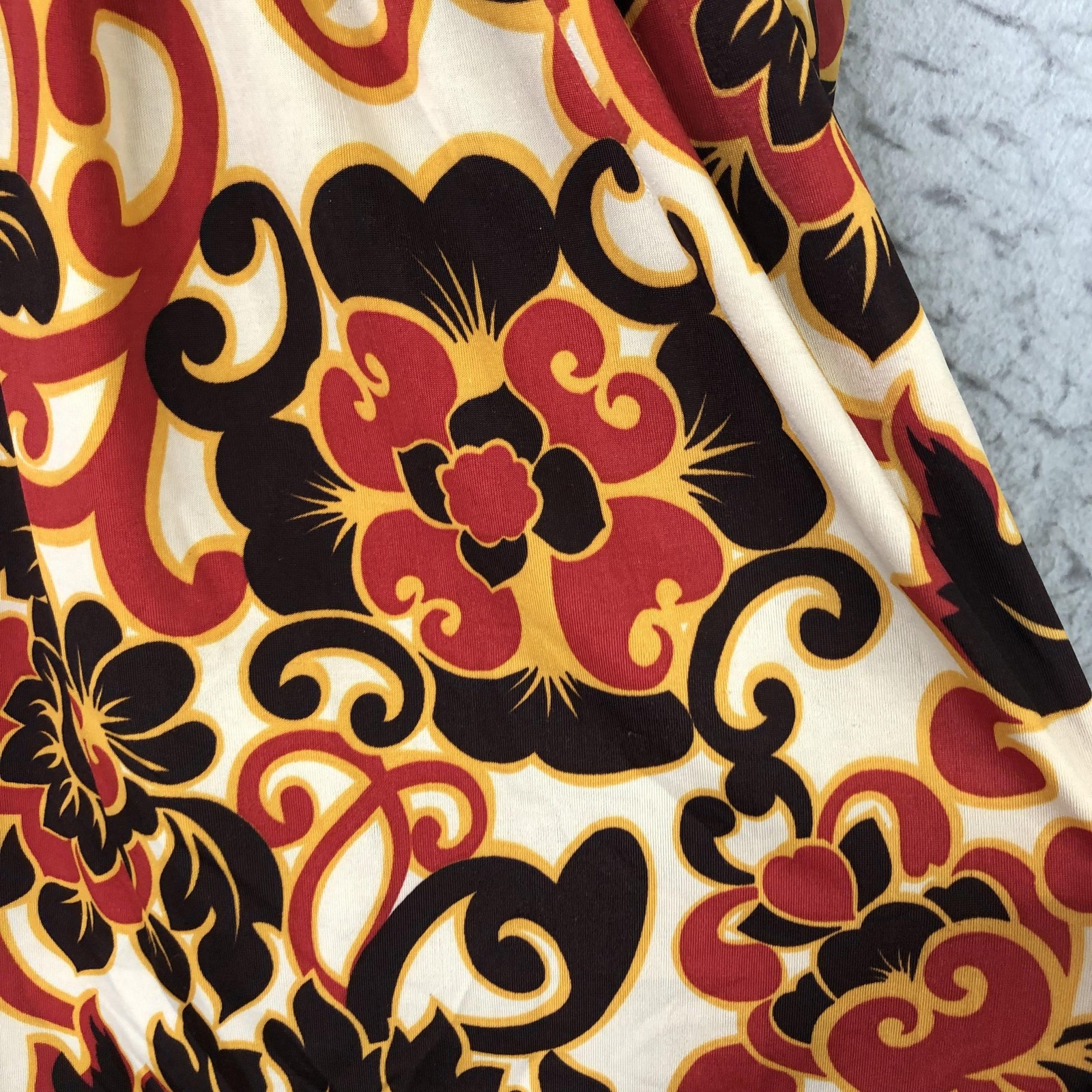 Y2K Tank Top Womens M Multicolor Floral Tunic Scoop Neck Retro 70s Flower Power