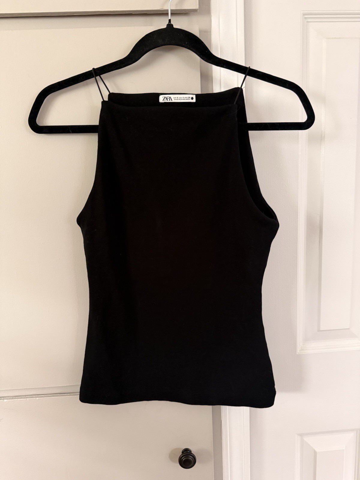 Black Zara Minimalist Square Neck Spaghetti Strap Top Tank Sz S Wardrobe Staple