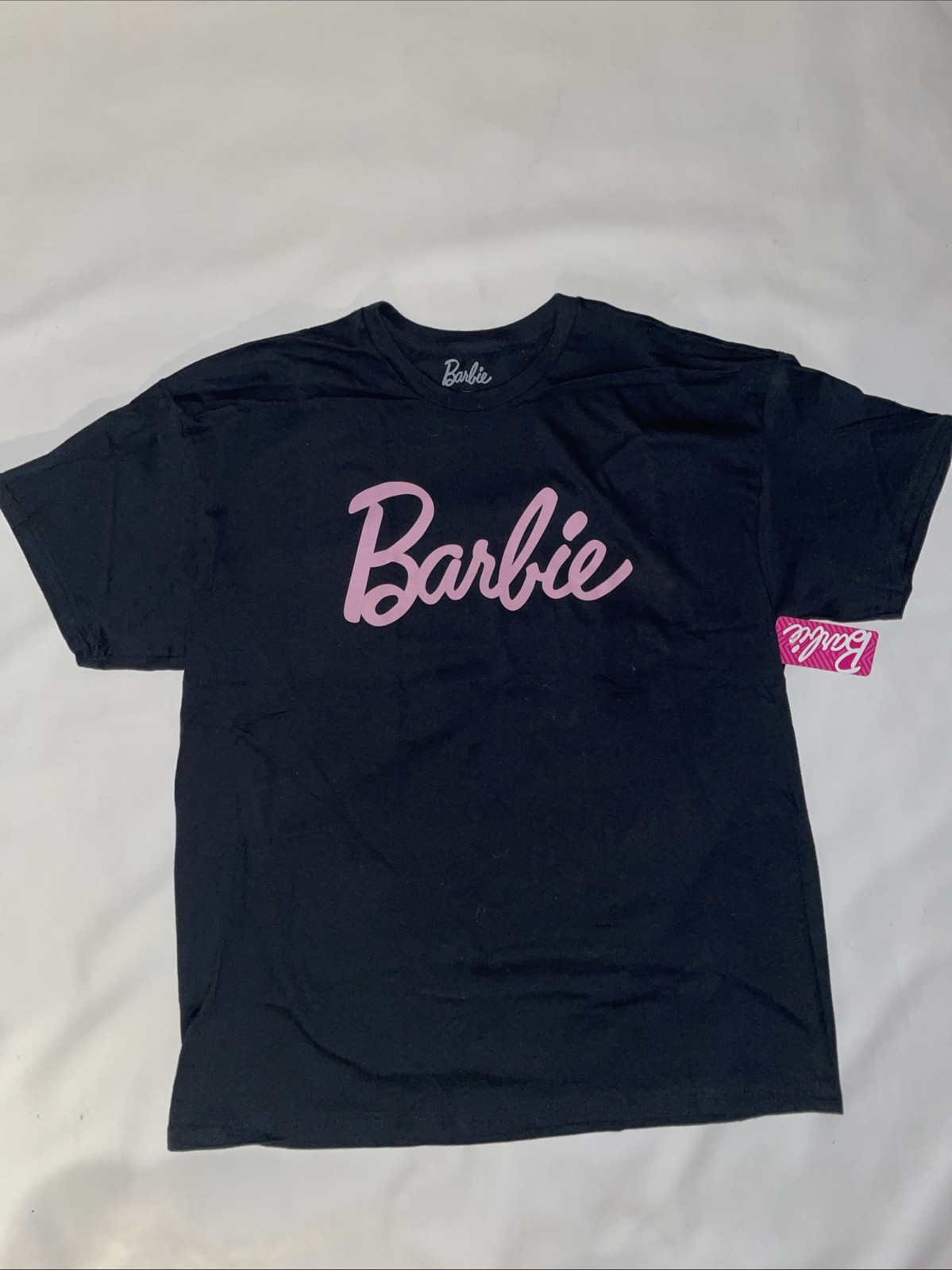 NWT Barbie T-shirt Unisex Spelled Pink On Black Tee T Shirt XL 46-48