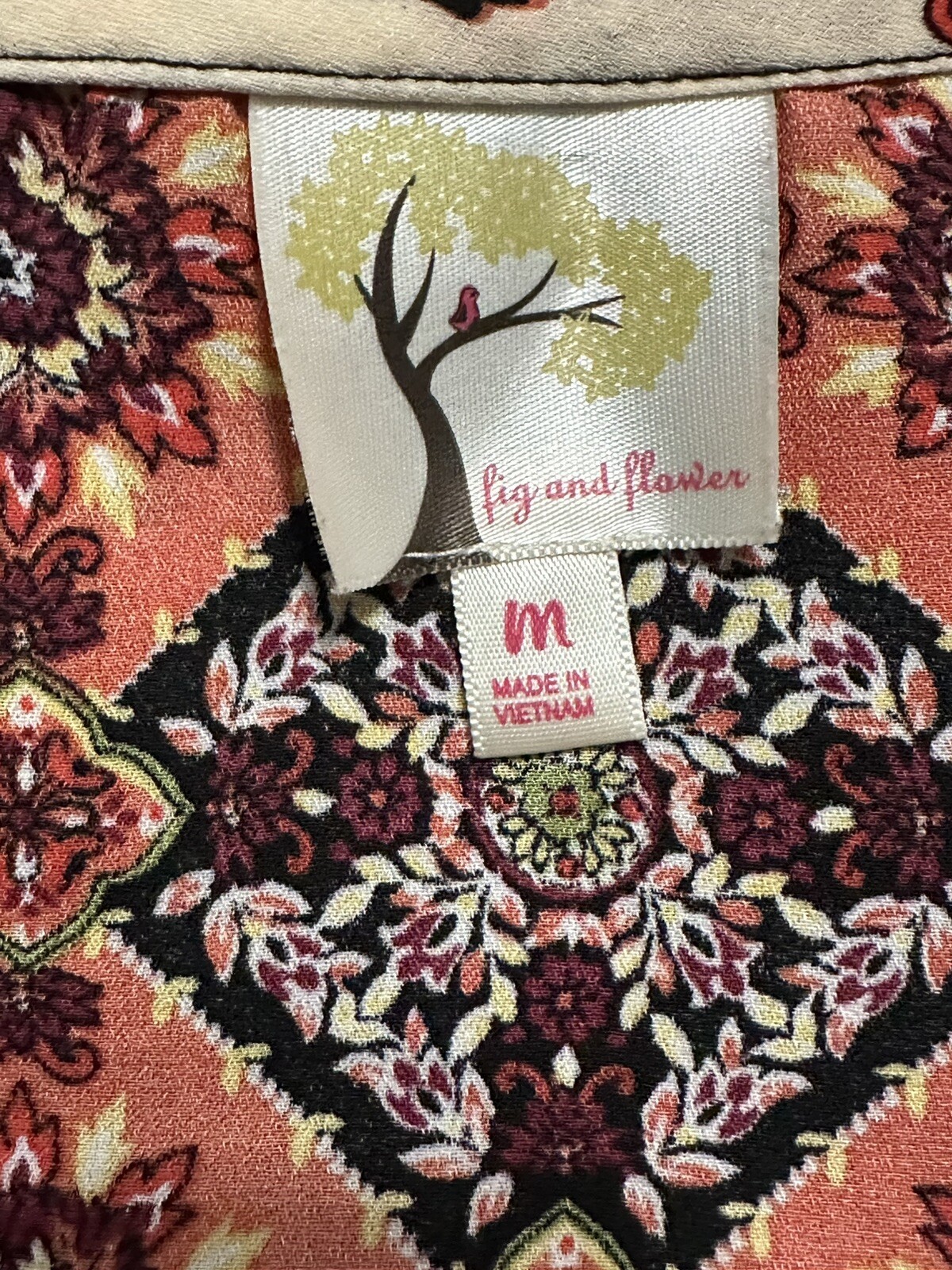 Anthropologie Fig & Flower PEASANT Blouse Boho TOP Tunic Medium Lightweight