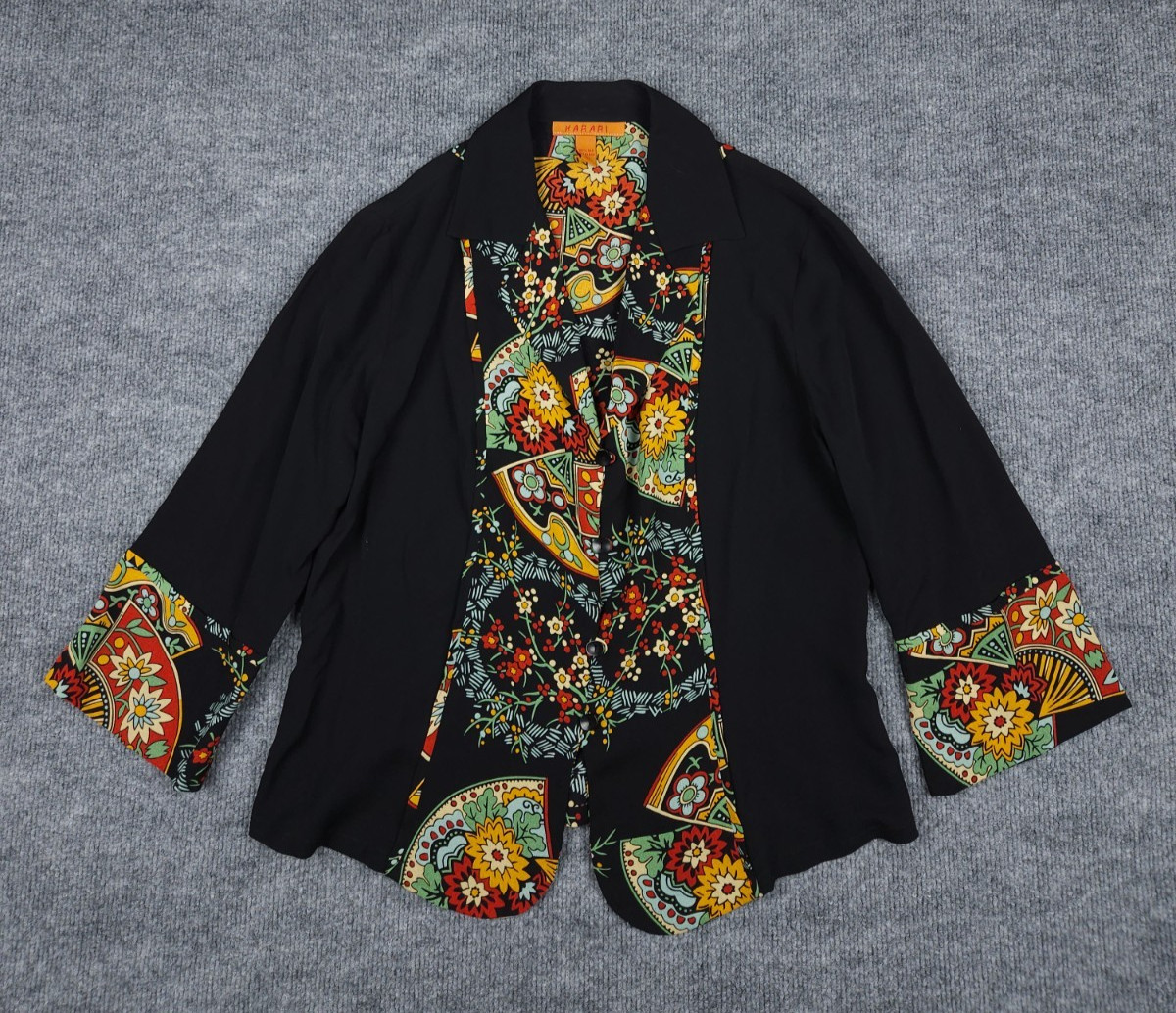 Harari Blouse Shirt Women’s XS Black Floral Abstract Button Up 100% Silk