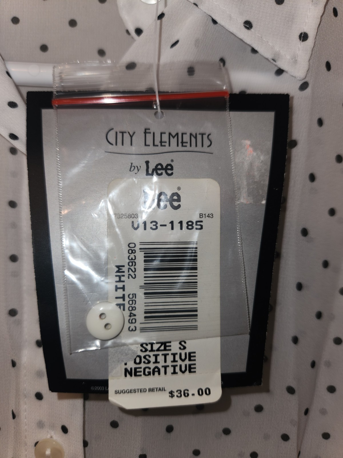 City Elements By Lee Black & White Polka Dot Women Small Sheer Poly Blouse NWT