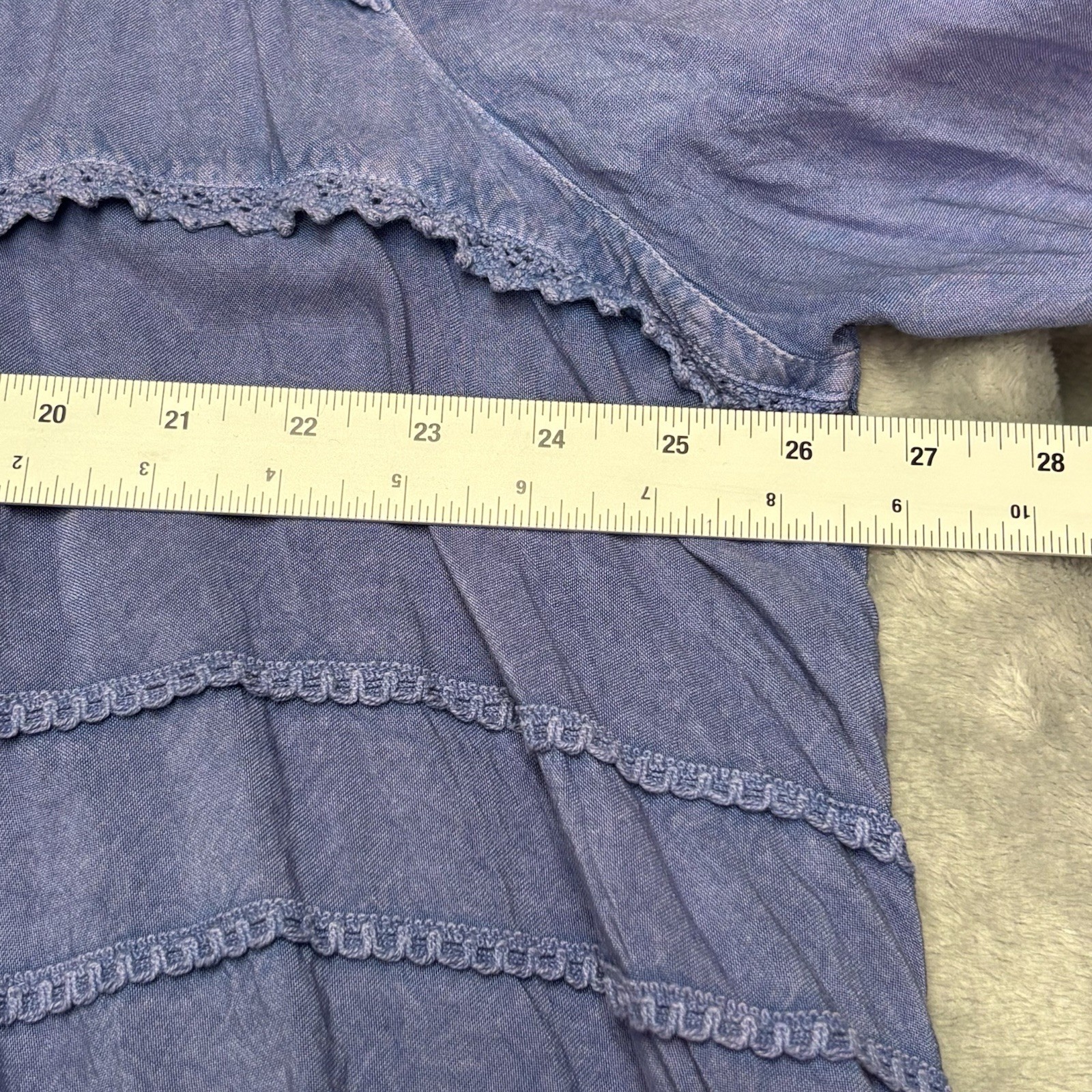 June and Vie Top Womens 3X Blue Tunic Peasant Prairie Boho