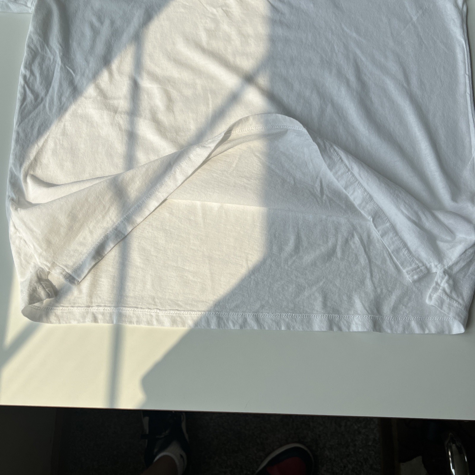 Perfect White Tee Crew Neck T Shirt M White Graphic Text Made In USA Cotton