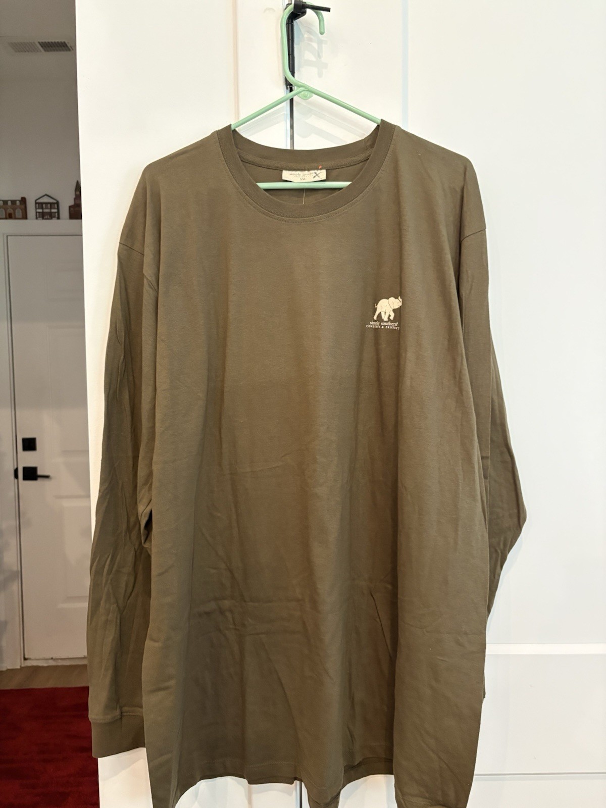 Simply Southern Women’s 2X T-shirt LS Army Green “CONSERVE & PROTECT”