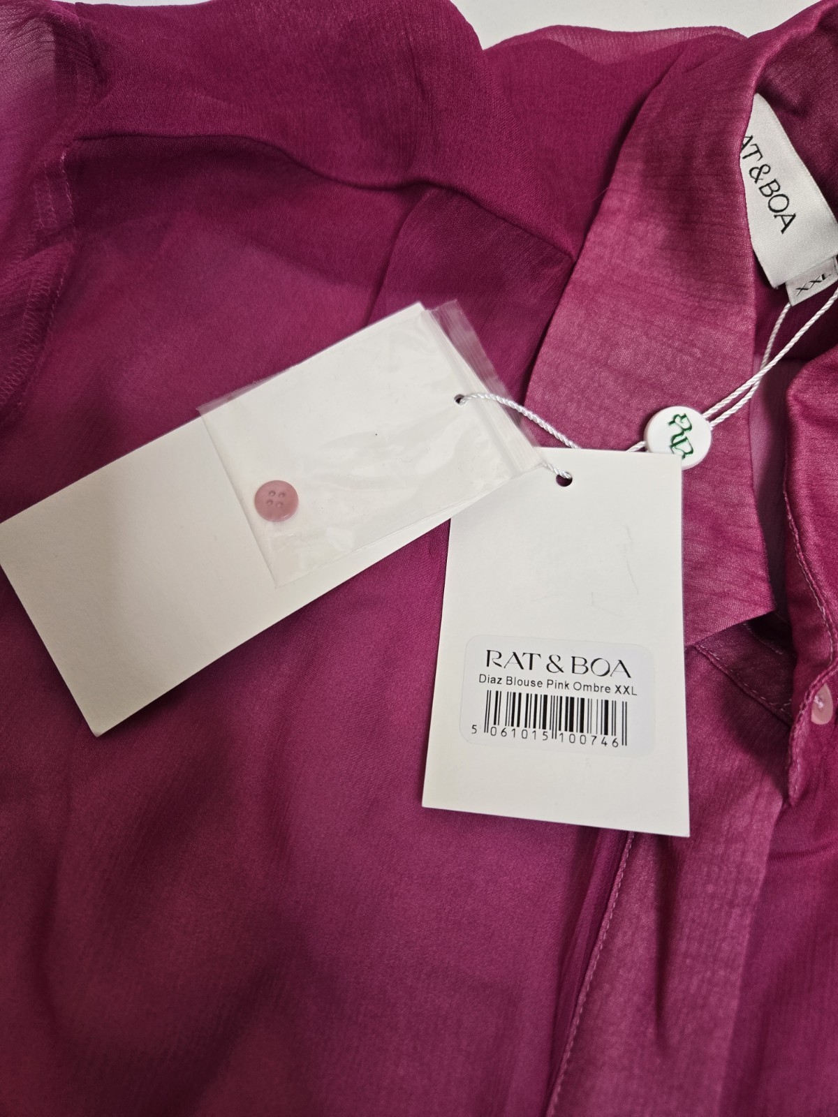 NEW Rat & Boa ombre pink sheer Diaz oversized chiffon beach blouse size XXL