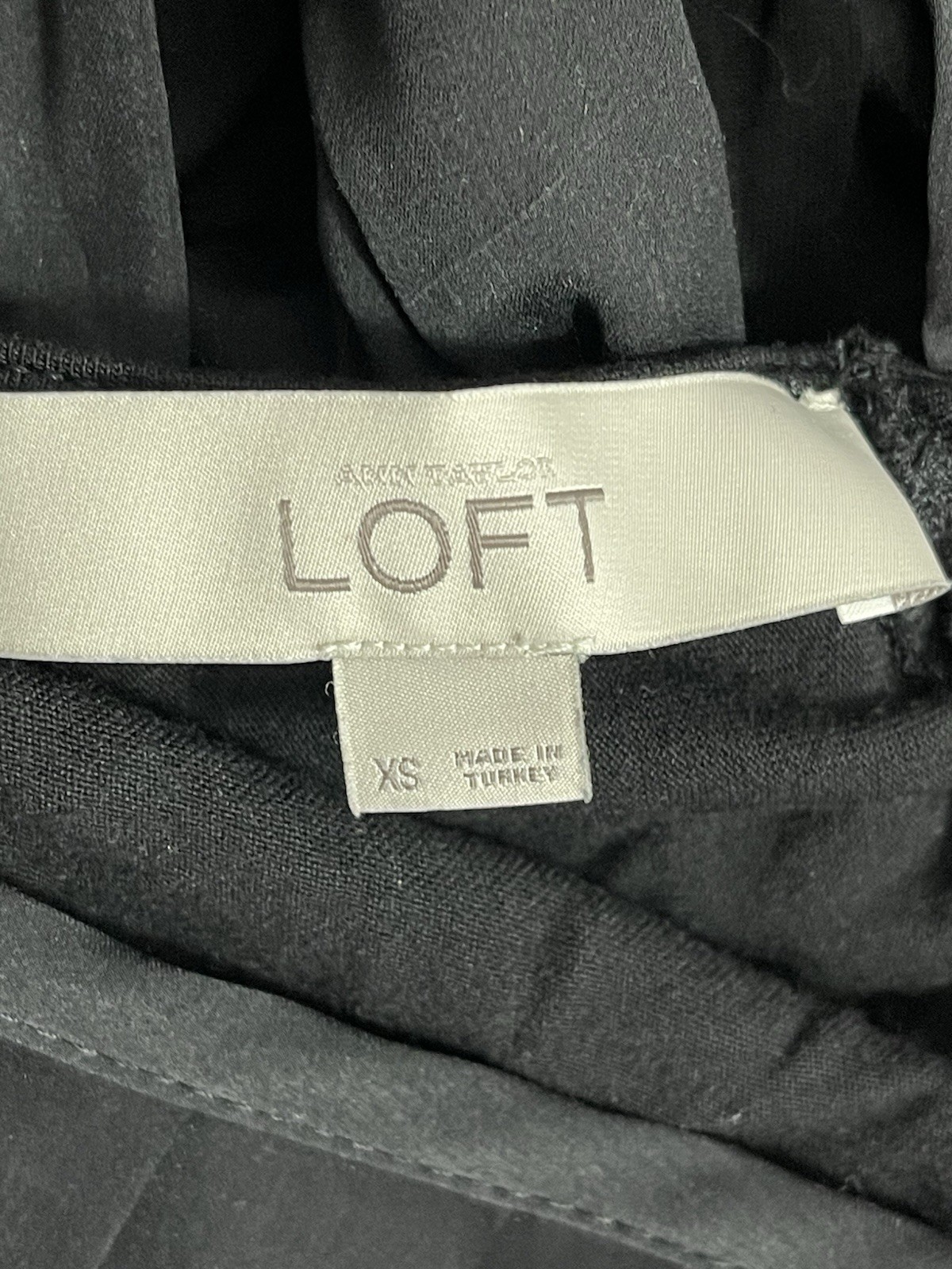 Ann Taylor Loft Women’s Size XS Long Sleeve Tie Back Black Knit Woven Blouse