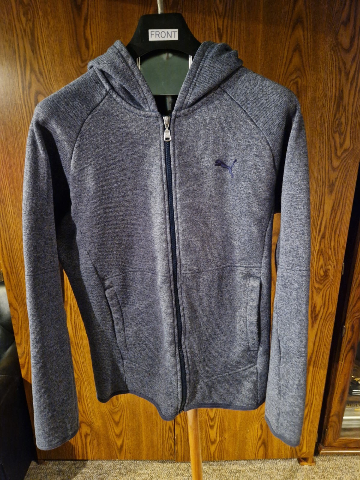 PUMA Women’s Gray Full Zip Hooded Fleece Hoodie Polyester Size S