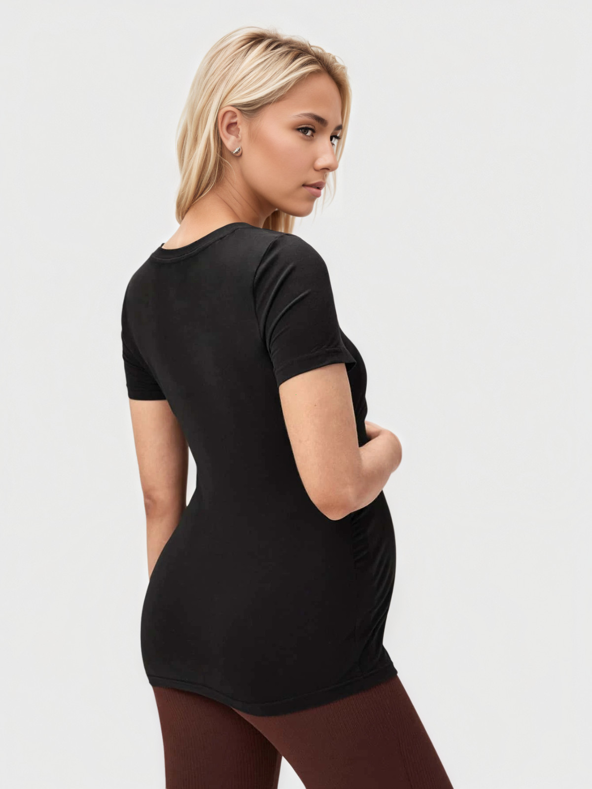 Nursing Tops Breastfeeding Maternity Shirts Short Sleeve Stretchy Double Layer