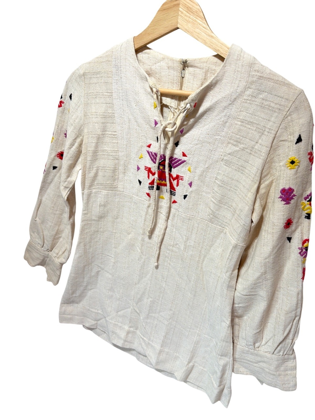 Benson & Partners Rare Vintage 60’s 70’s Natural Woven Aztec Embroidered Tunic