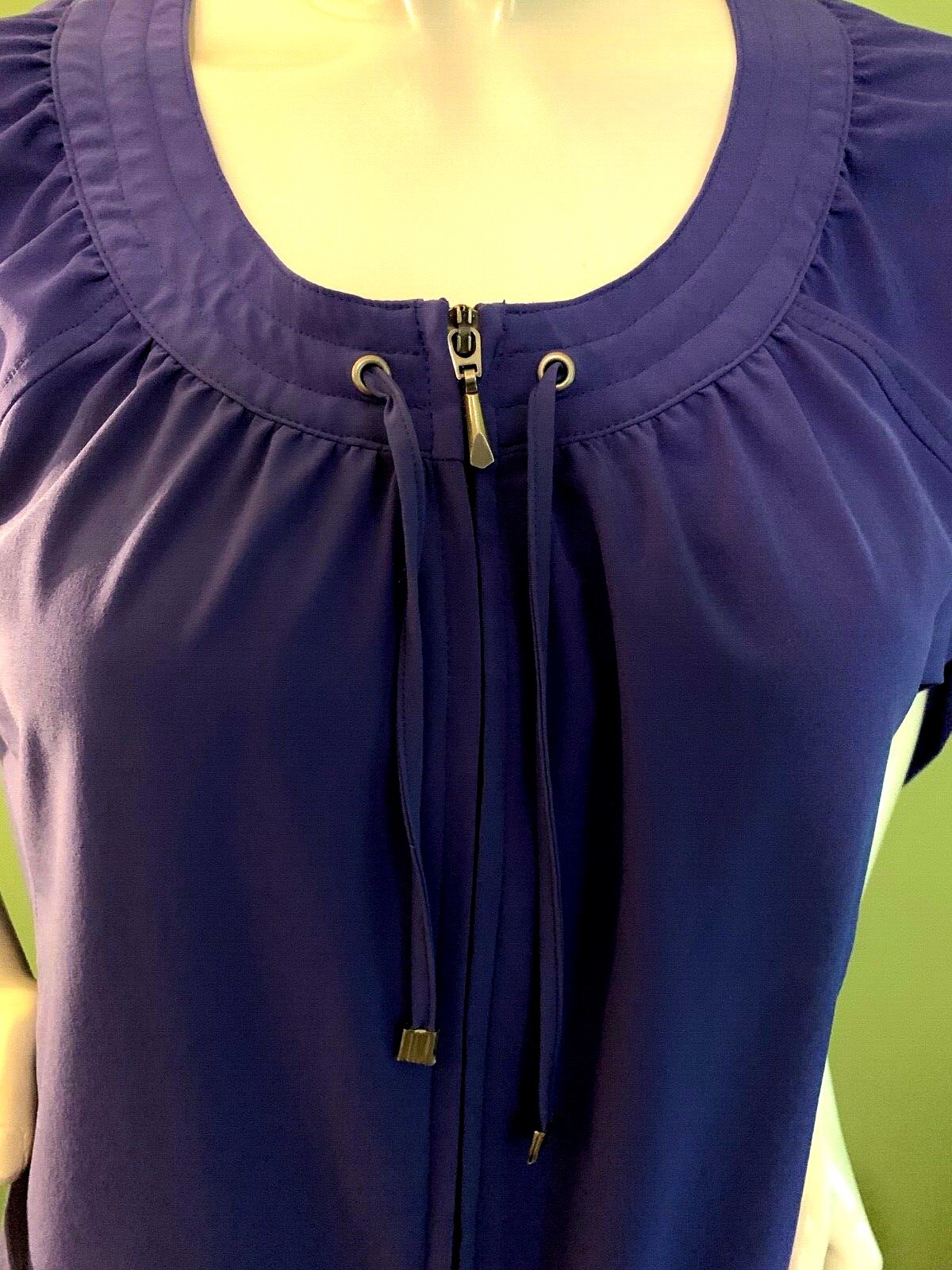 Chicos “Zenergy” Womens Shirt Top Full Zip 3/4 Adjustable Sleeve Sz 3