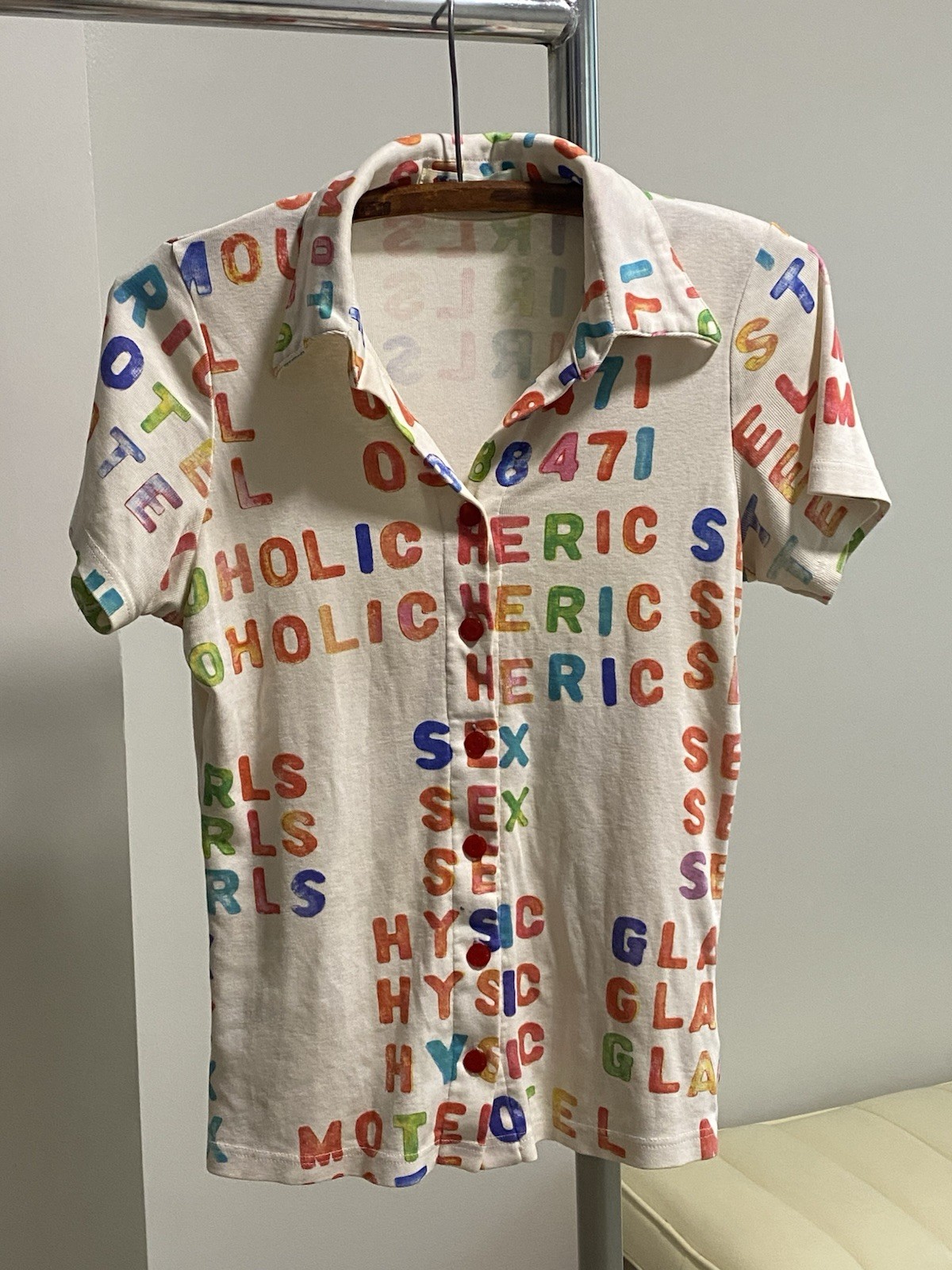 Hysteric Glamour Text Print Short-Sleeve Button Shirt Women’s Small