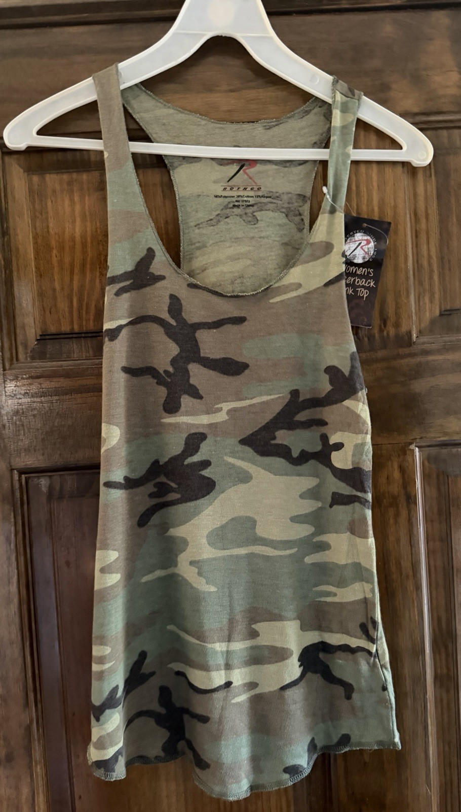 Rothco Combat Tested Woman’s Woodland Camo Ribbed Tank Top Sz S NWT