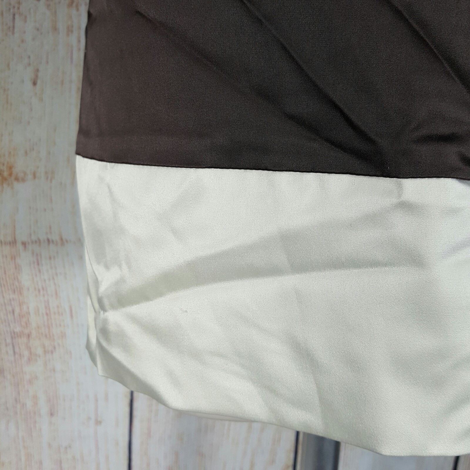 Love Notes Top Womens Large Brown Beaded White Ribbon Rosette Waistband Pullover