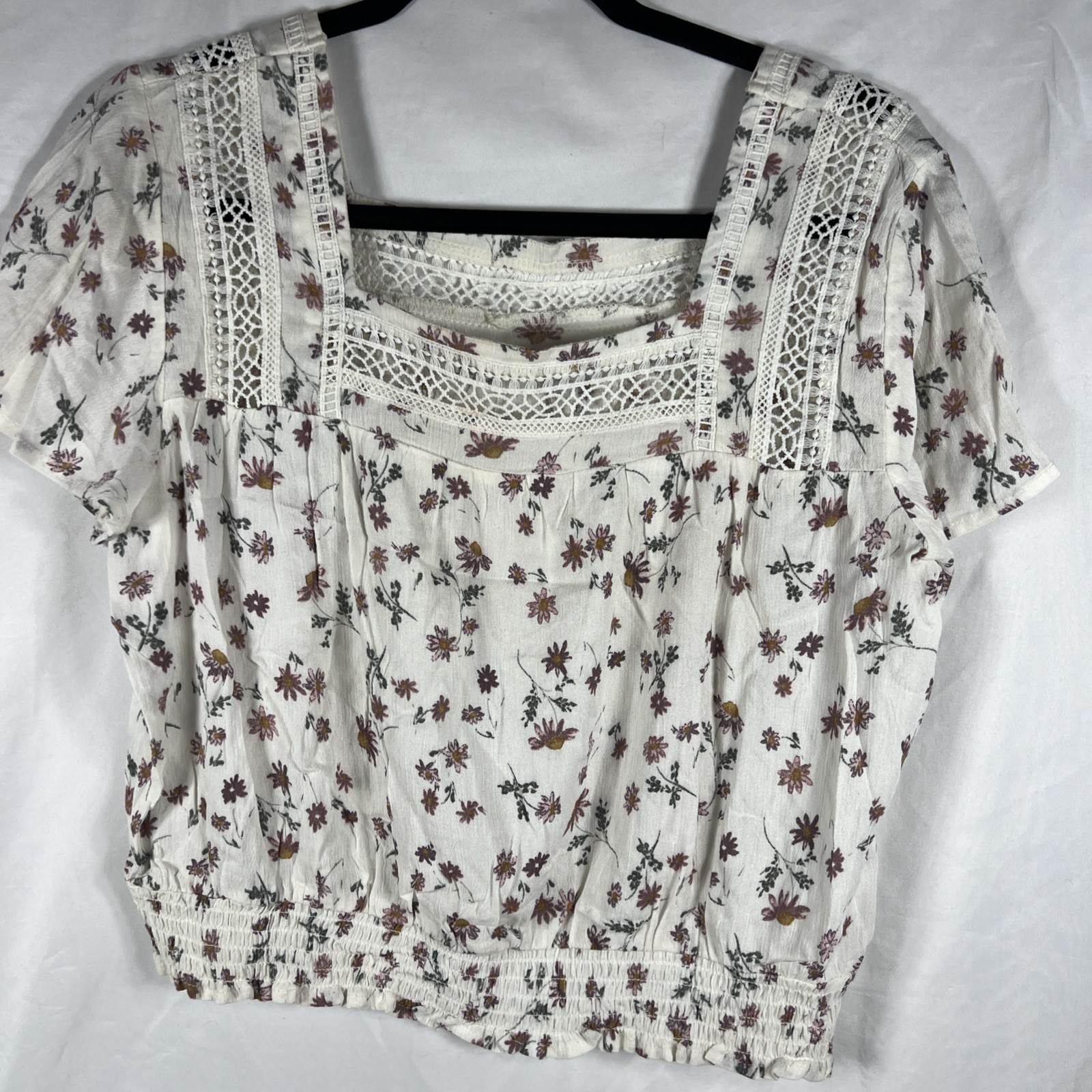 Arizona Jean Co Square Neck Blouse / Size Large Floral Print