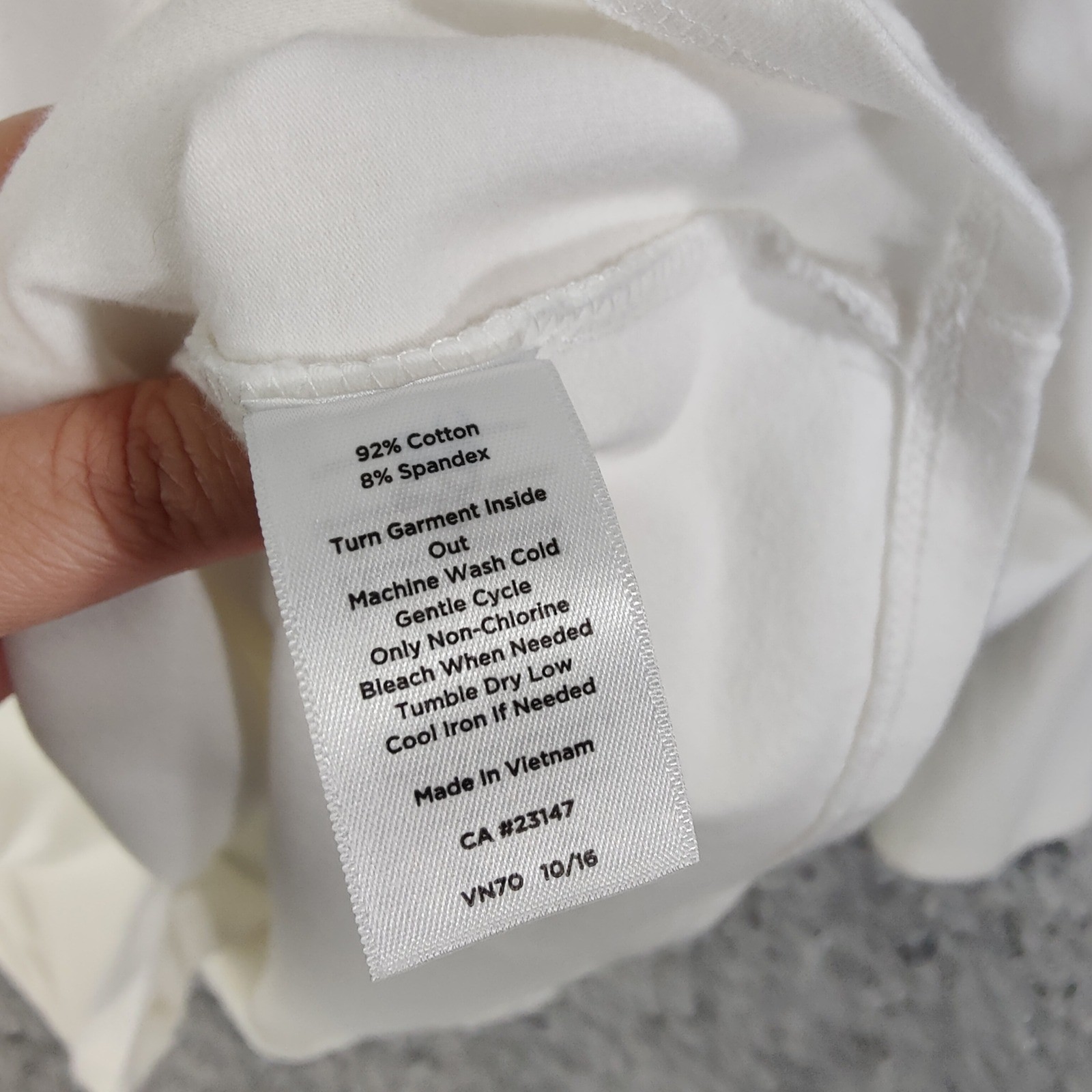 Talbots The Studio Tee Womens Large White Square Neck 3/4 Sleeve Cotton Blend