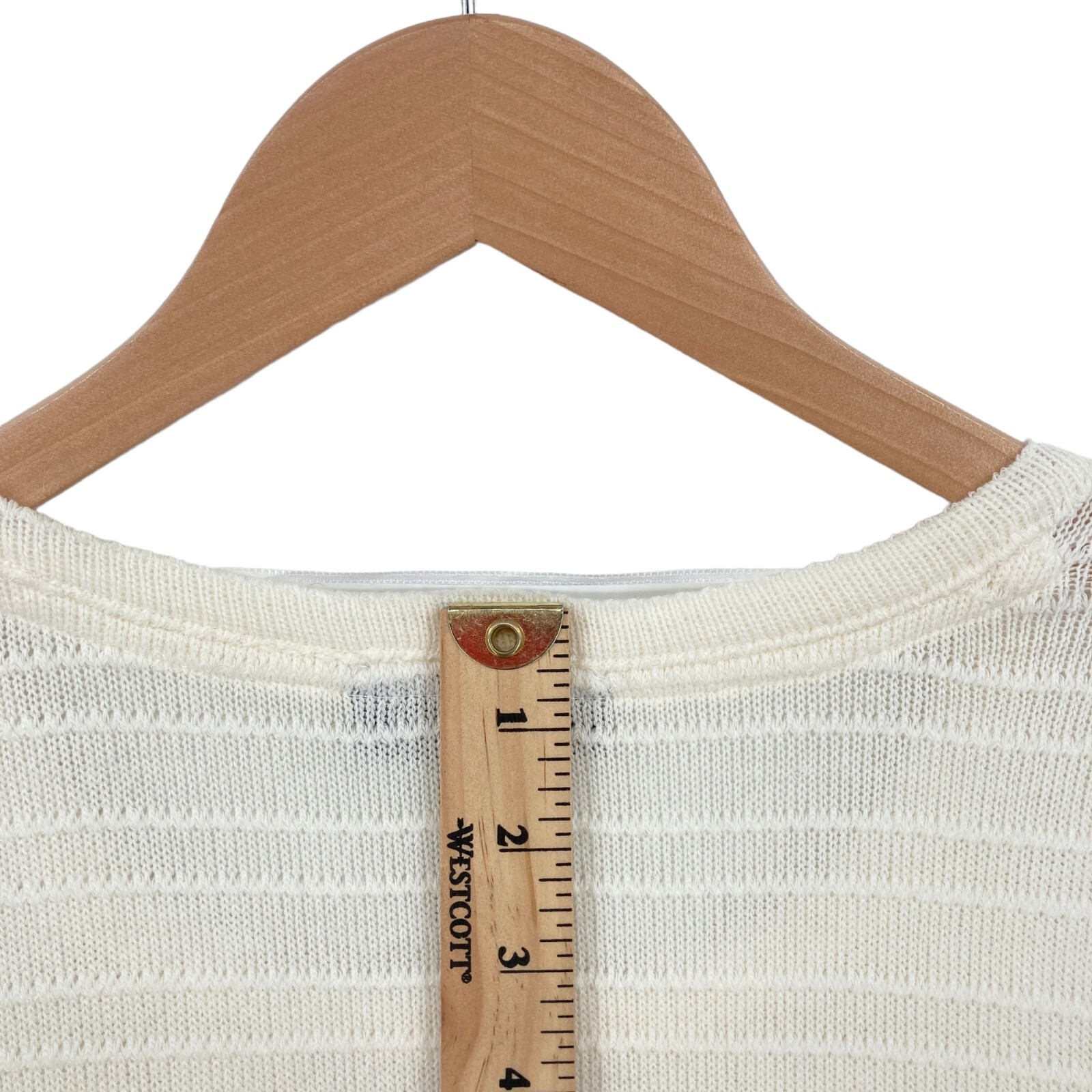 Style&co. Blouse Top Women Medium Cream Knit Short Cold Shoulder Sleeve Pullover