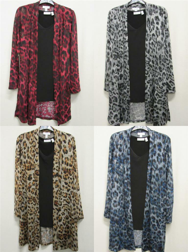 New Susan Graver Foil Printed Leopard Jaguar DUSTER + TANK 2-pc SET Womens XS-3X