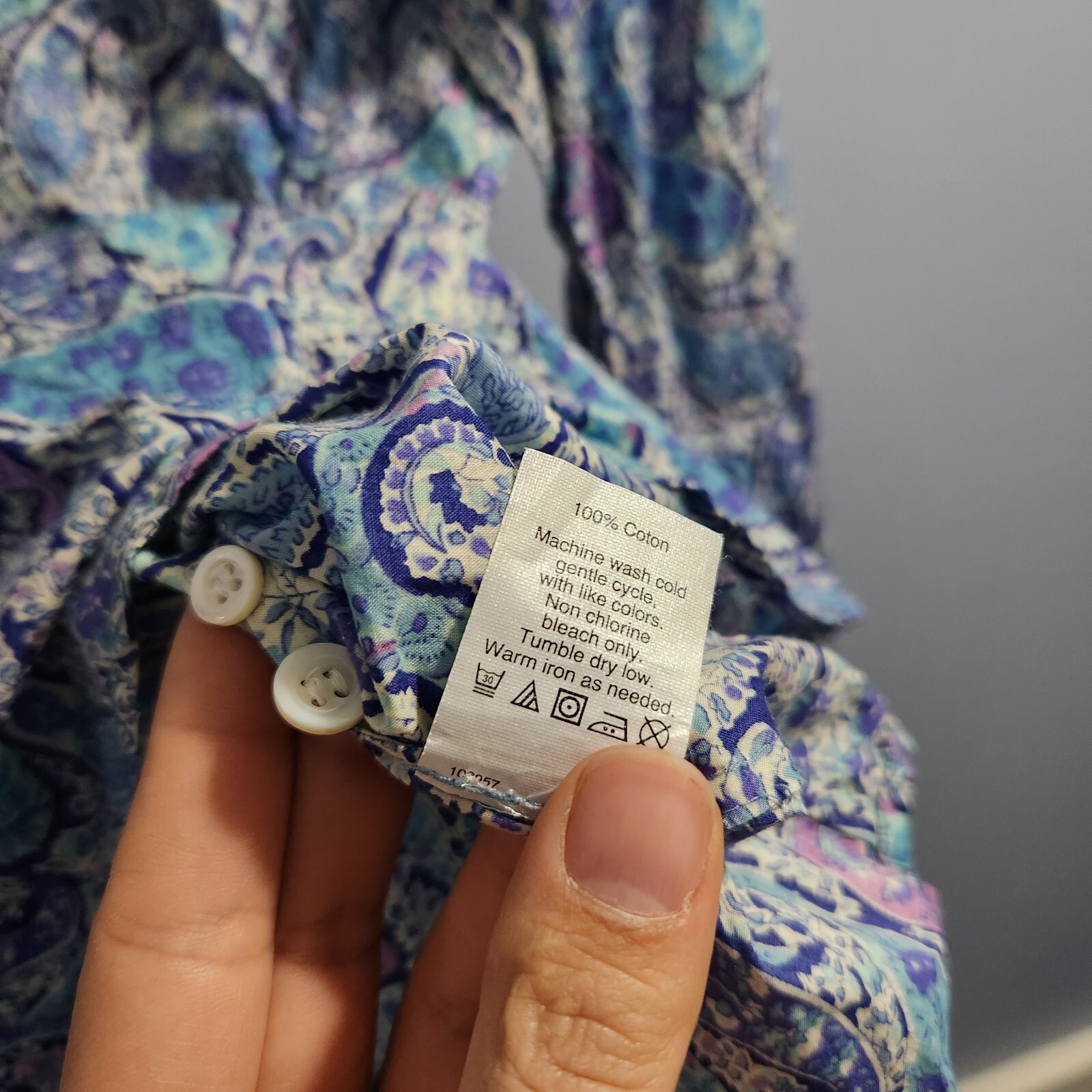 Liberty Art Fabrics For J. Crew Popover Button Up Long Sleeve Blouse Paisley 00