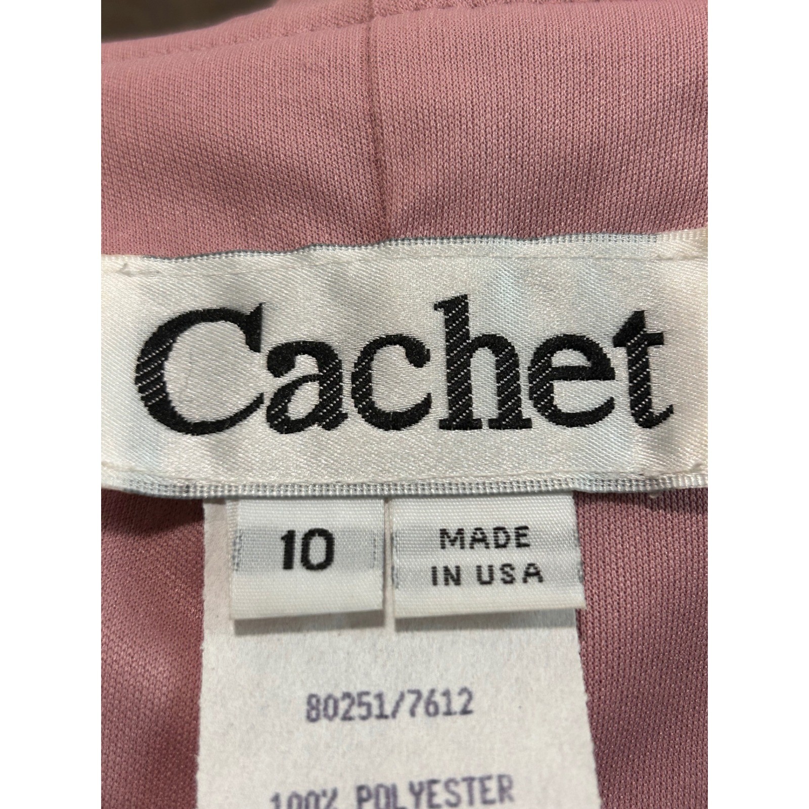 Cachet Women Pink Pleated Rosette Portrait Neck Blouse Short Sleeve Top Size 10