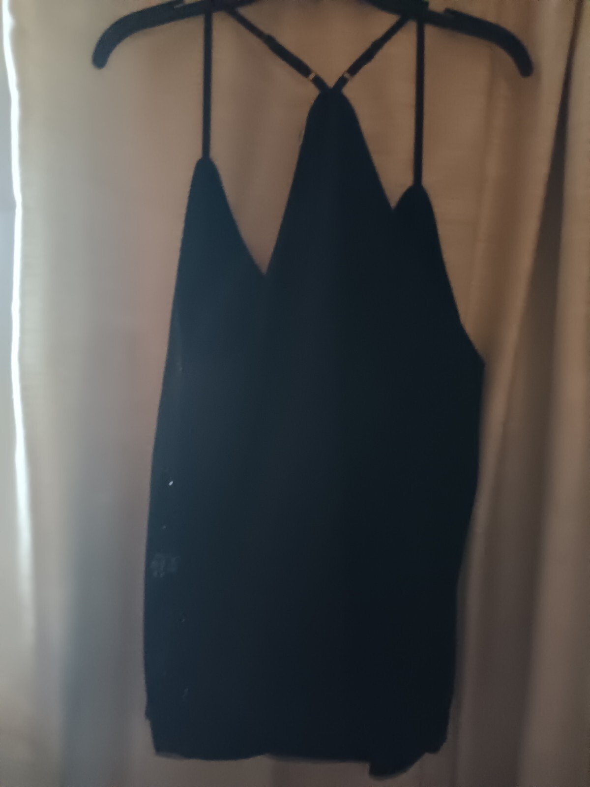 Grace Karin Black Sequined Front Spaghetti Strap Razorback Top Sz 2XL