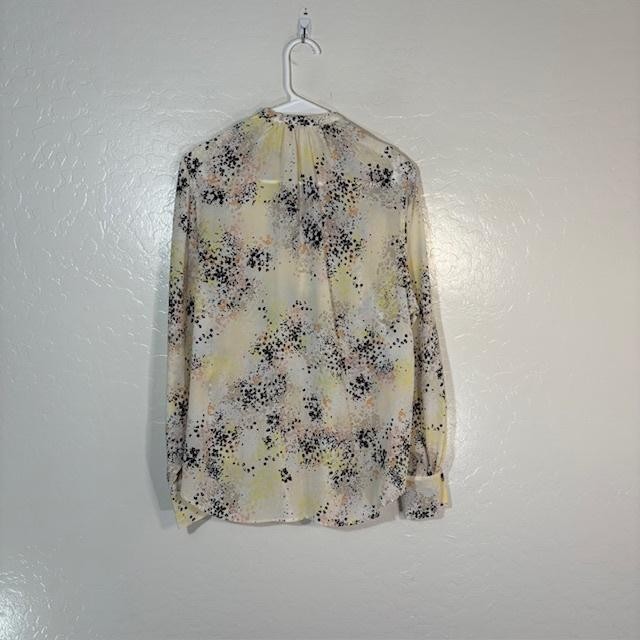 Equipment Femme Shirt Womens XS Silk Cream Abstract Print Long Sleeve Blouse