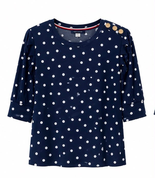 Tommy Hilfiger | Blusa de Poá azul-marinho | botões dourados