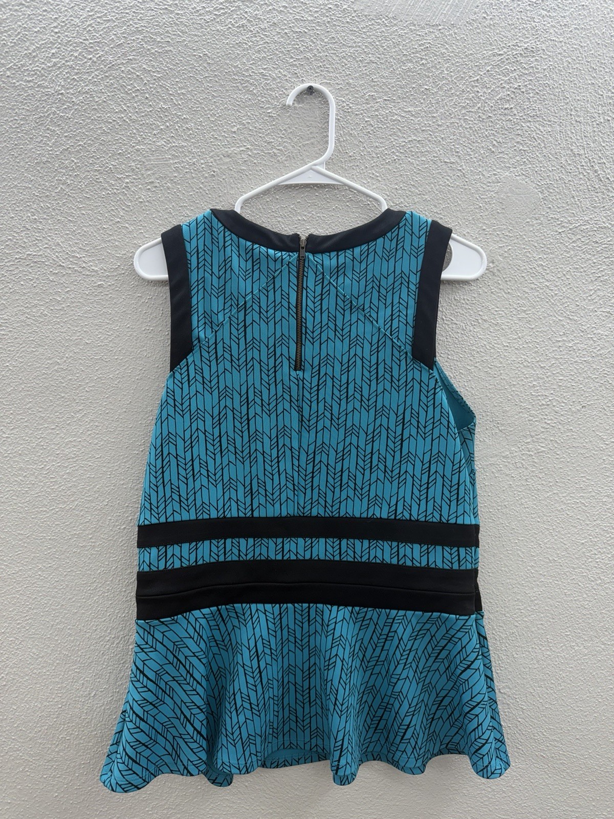 Worthington Womens Blouse Size Unknown Blue Black Sleeveless Peplum Hem