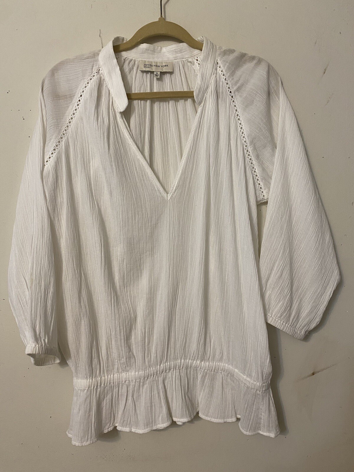 JONES NY SPORT PEASANT HIPPIE BOHO GYPSY CRINKLE FABRIC ELASTIC HEM RUFFLE M