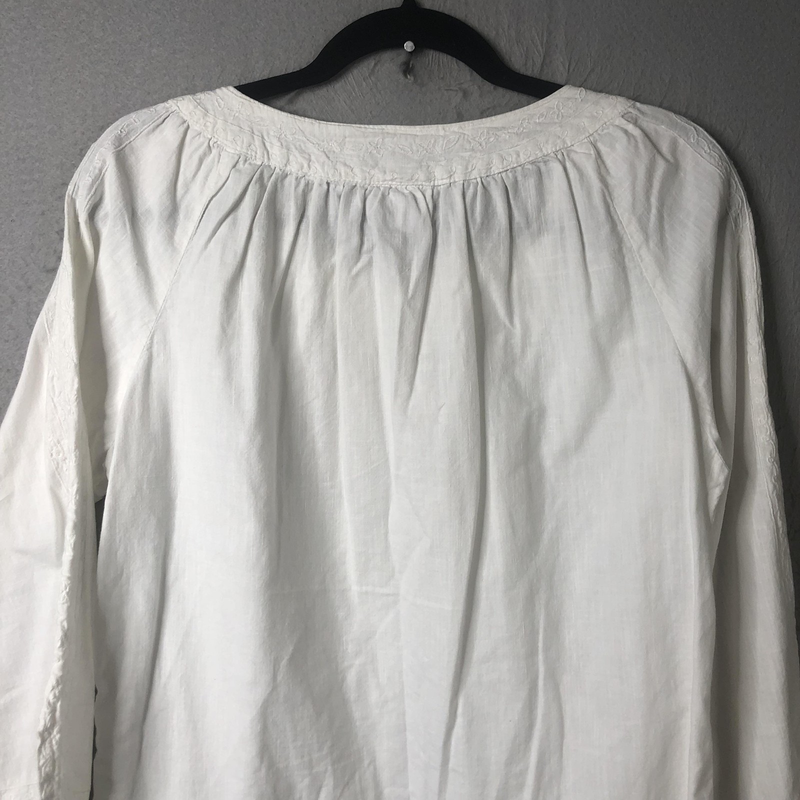 Feminine Top Womens S White Embroidered Cotton Peasant Boho Beach Festival