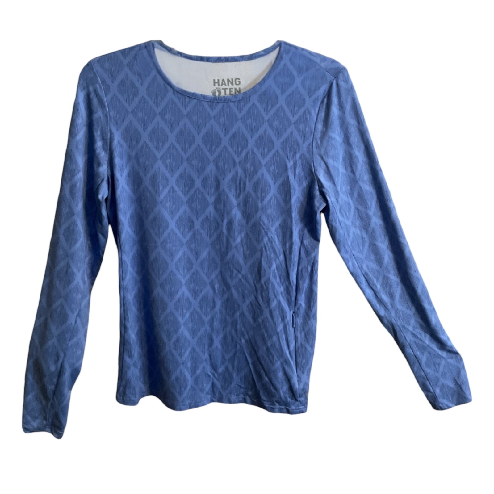 Hang Ten Sun Protection Swim Shirt Womens Size S Long Sleeve Blue Diamond Surf
