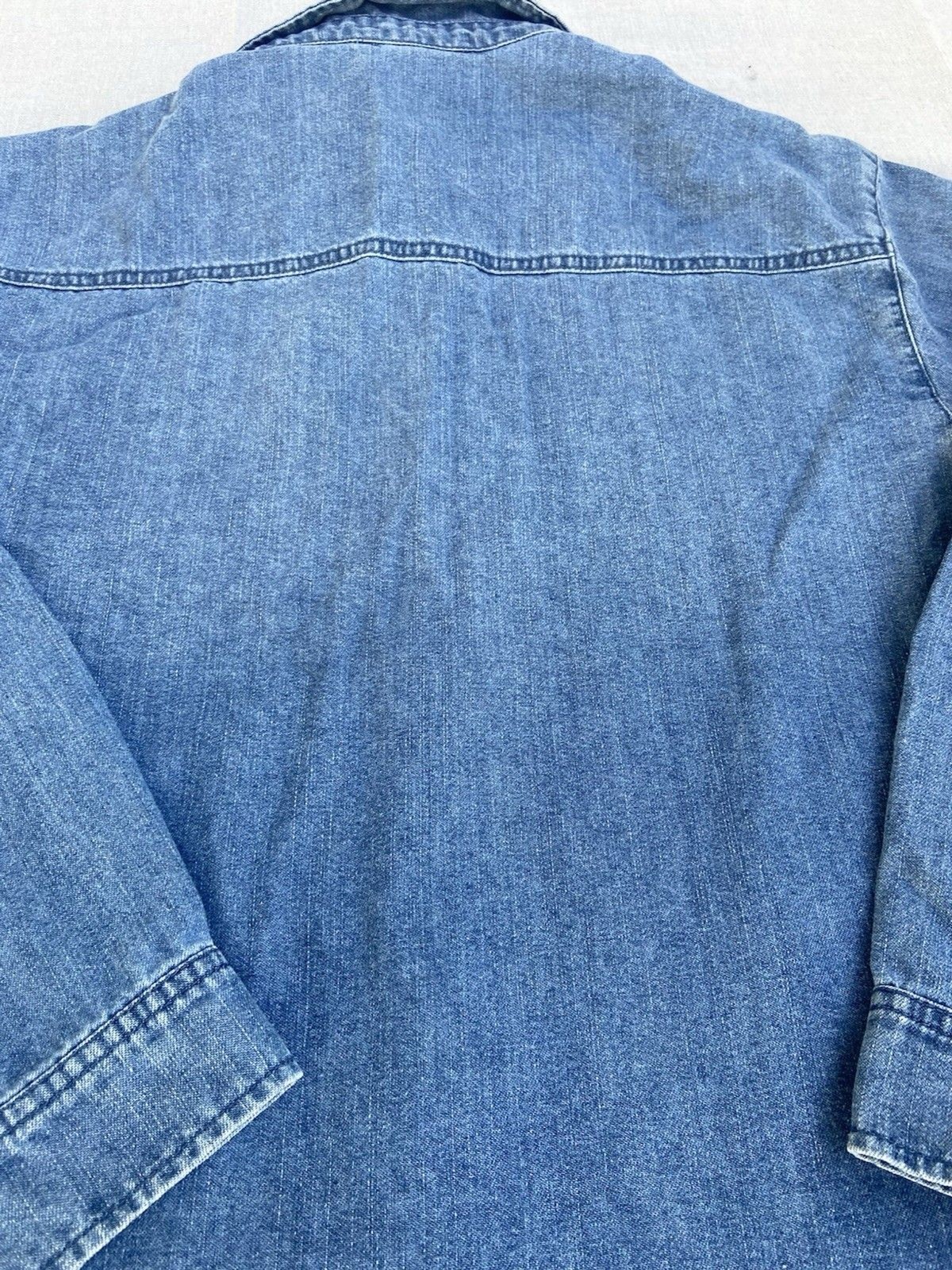 Seven7 Women’s Medium Denim Button Down Shirt Rhinestone Studded Y2K Style