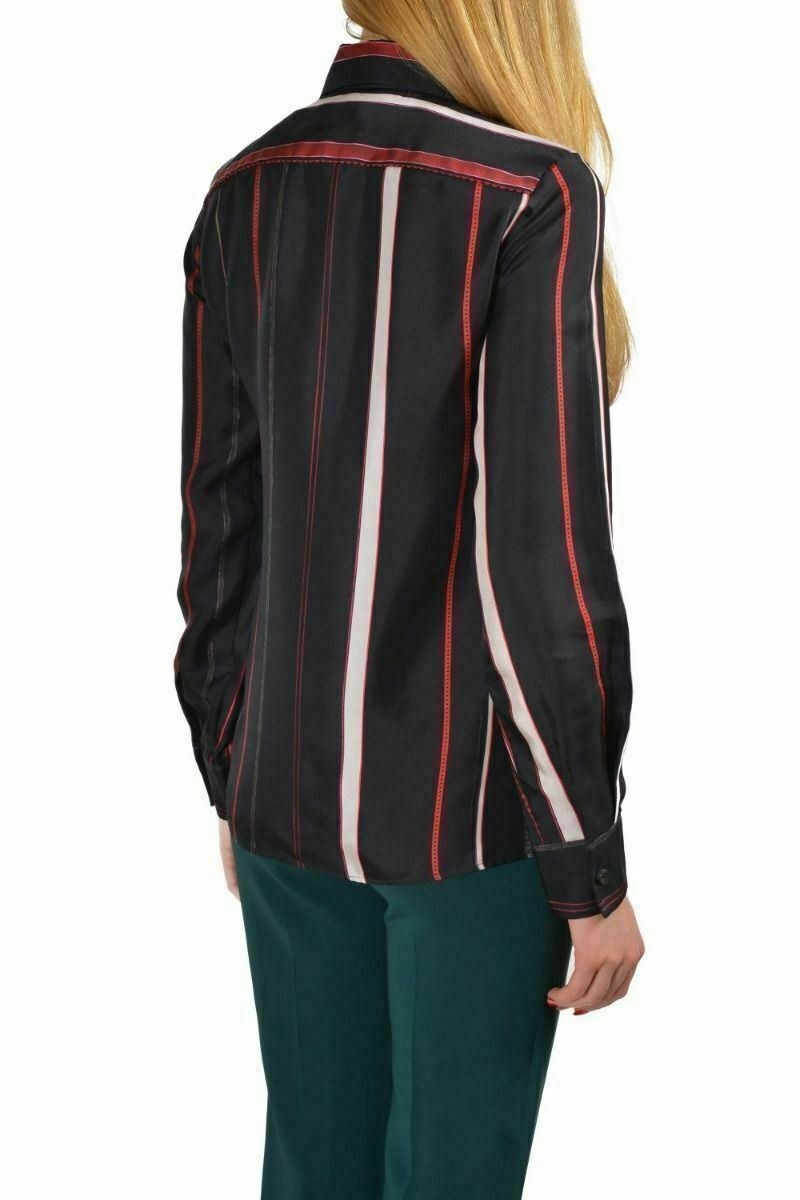 Maison Margiela 4 Women’s 100% Silk Black Striped Shirt Blouse Size XS S M L XL