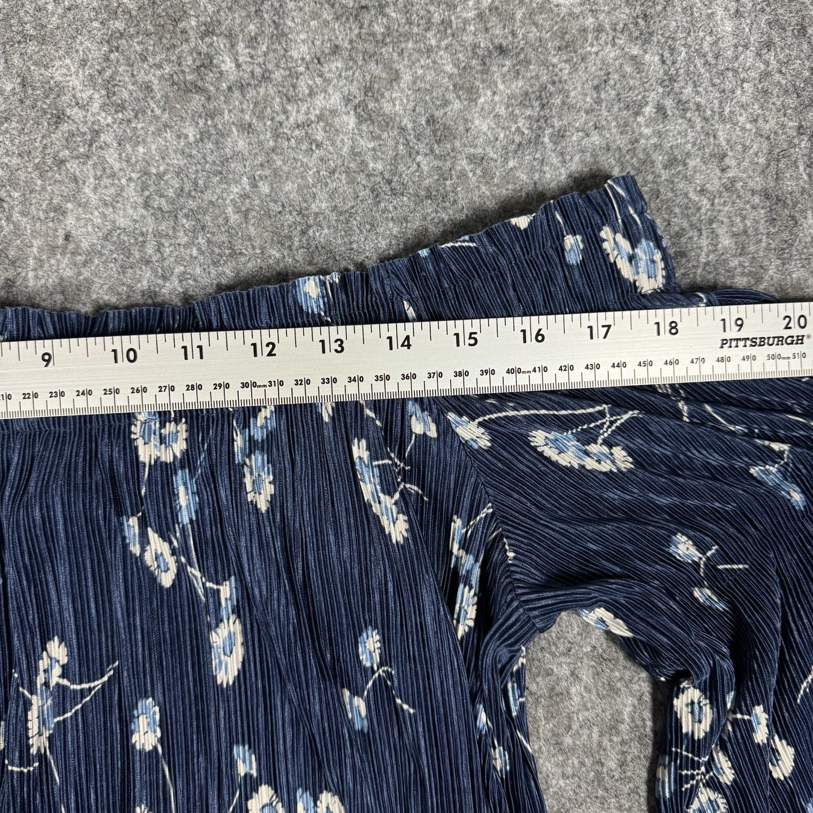 LC Lauren Conrad Floral Blouse Navy Whit Long Sleeve Boho Sz M Cottagecore Fairy