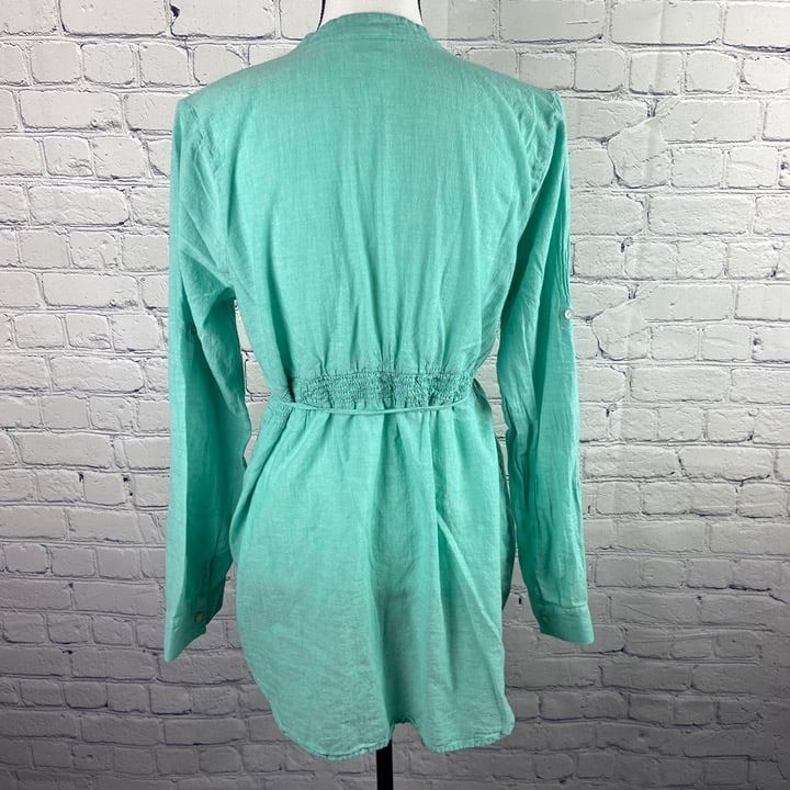 Motherhood Maternity Top Ruffle Chest Detail Button Down Tie Waist Top