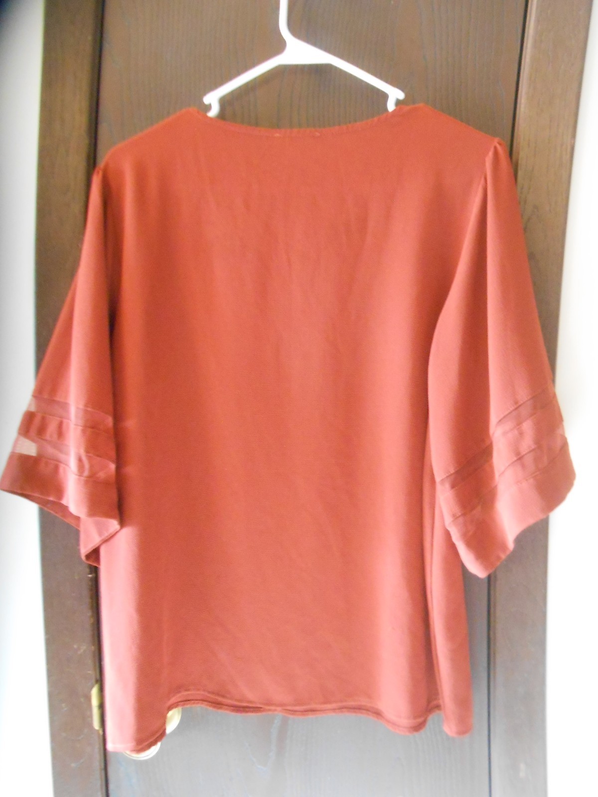 WOMEN’S MAURICES ELBOW SLEEVE BROWN CHIFFON BLOUSE SIZE L