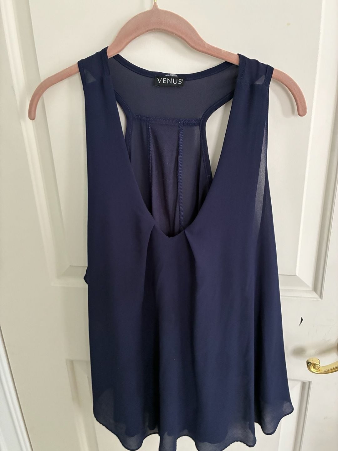 Venus Navy Blue Racerback Sheer Tank Top