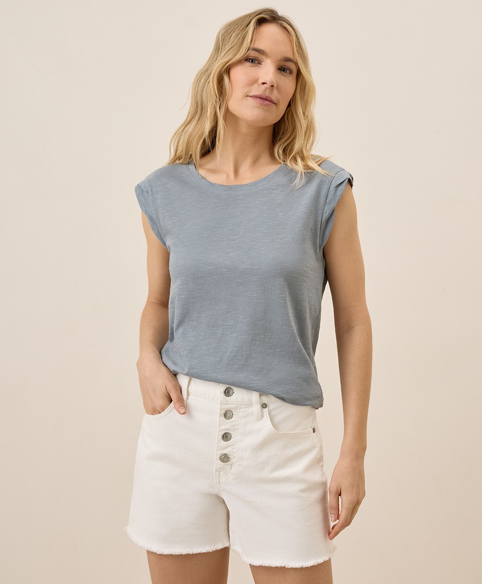 Pact Women’s Featherweight Slub Muscle Tee X-Large Smoke Blue Top