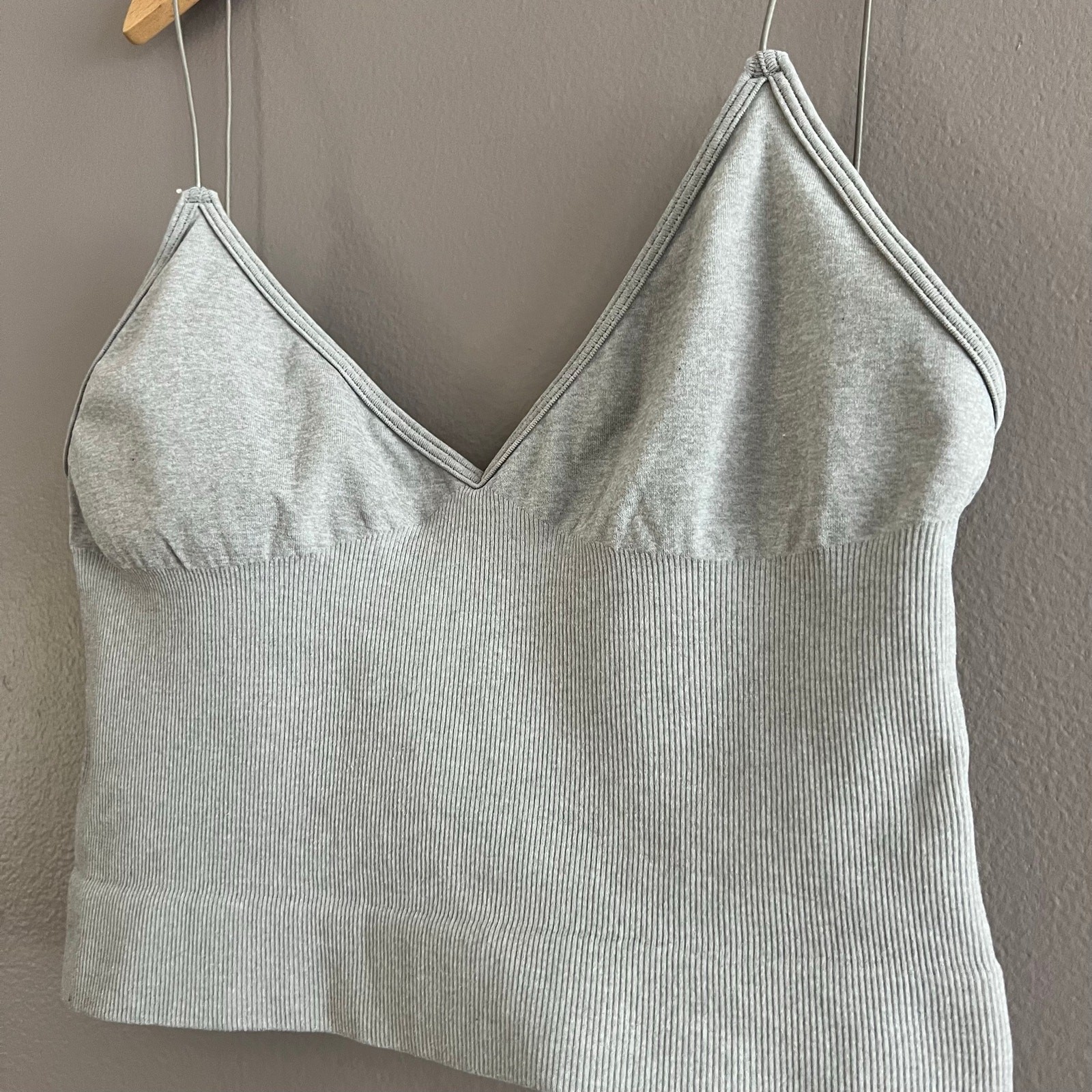 Free People Intimately Seamless Brami Tank Top XS/S Gray Elastic Strap Crop Cami